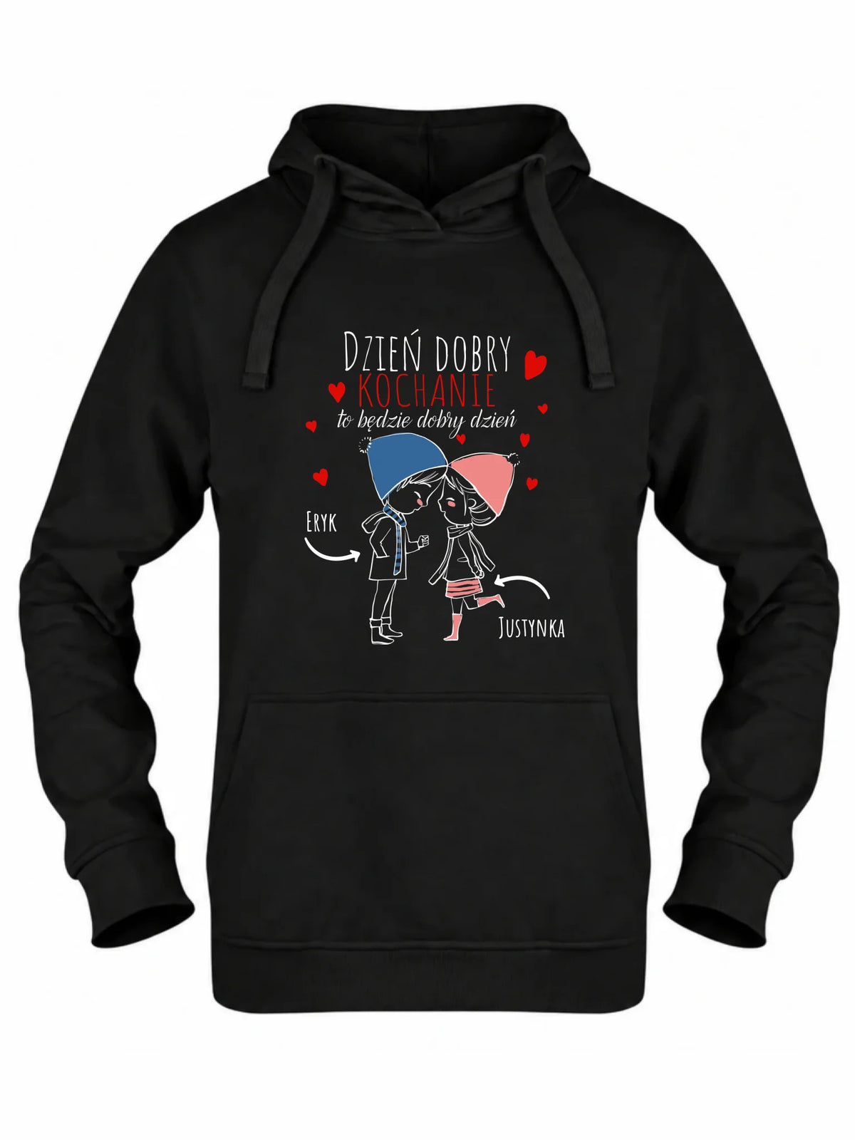 Bluza damska z kapturem dla par - Dzień dobry Kochanie - personalizowana W10