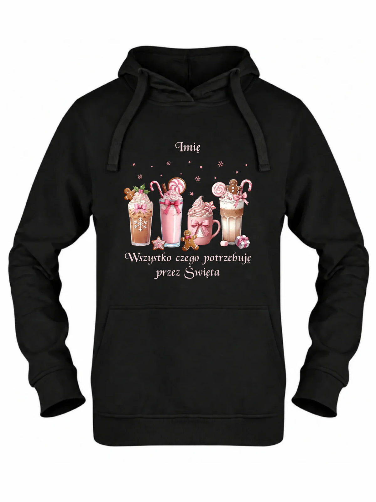 Bluza damska z kapturem świąteczna - Zimowa kawa Wszystko czego potrzebuję przez Święta - personalizowana BN46