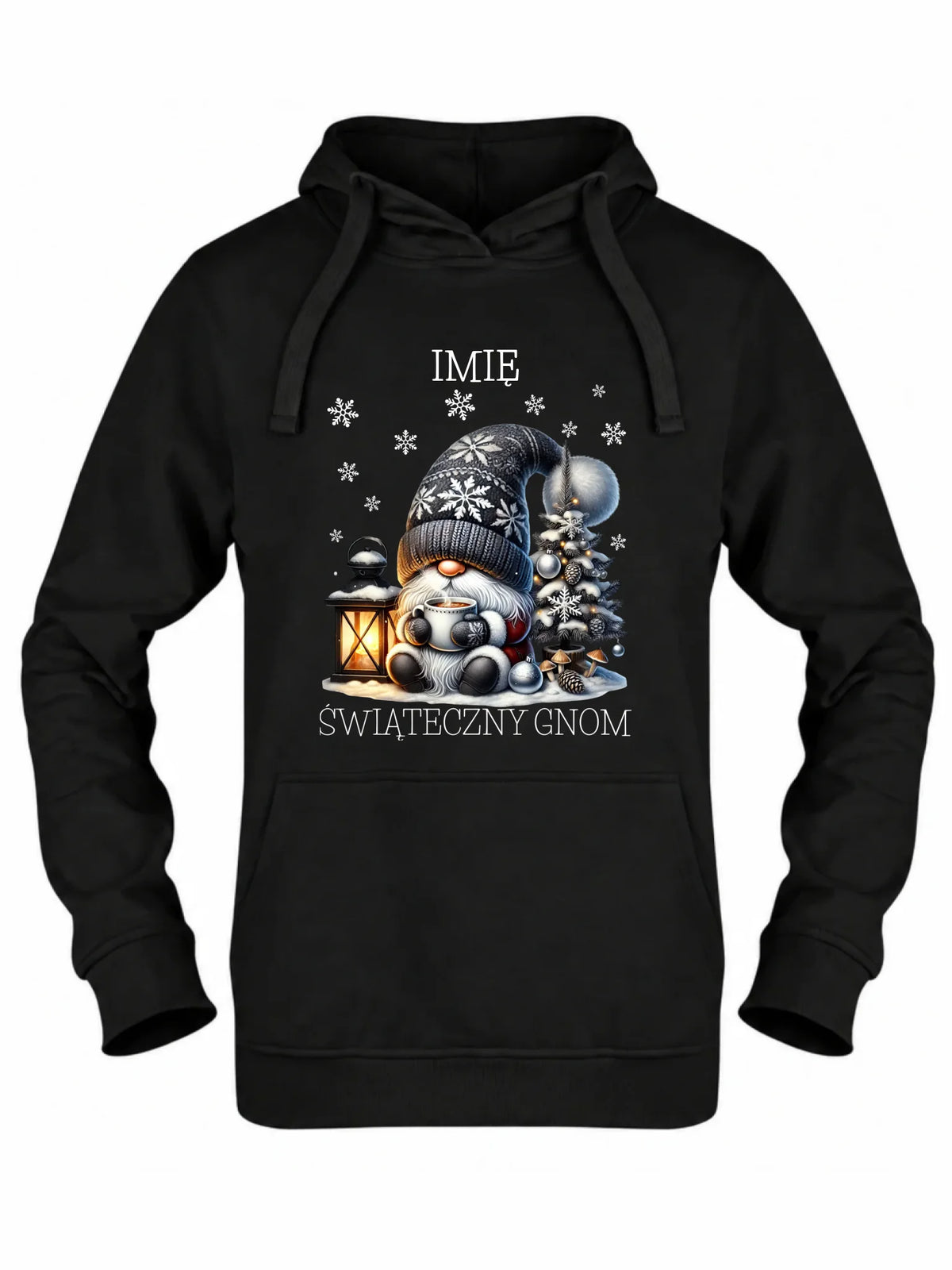 Bluza damska z kapturem świąteczna - Gnom z czekoladą - personalizowana BN41