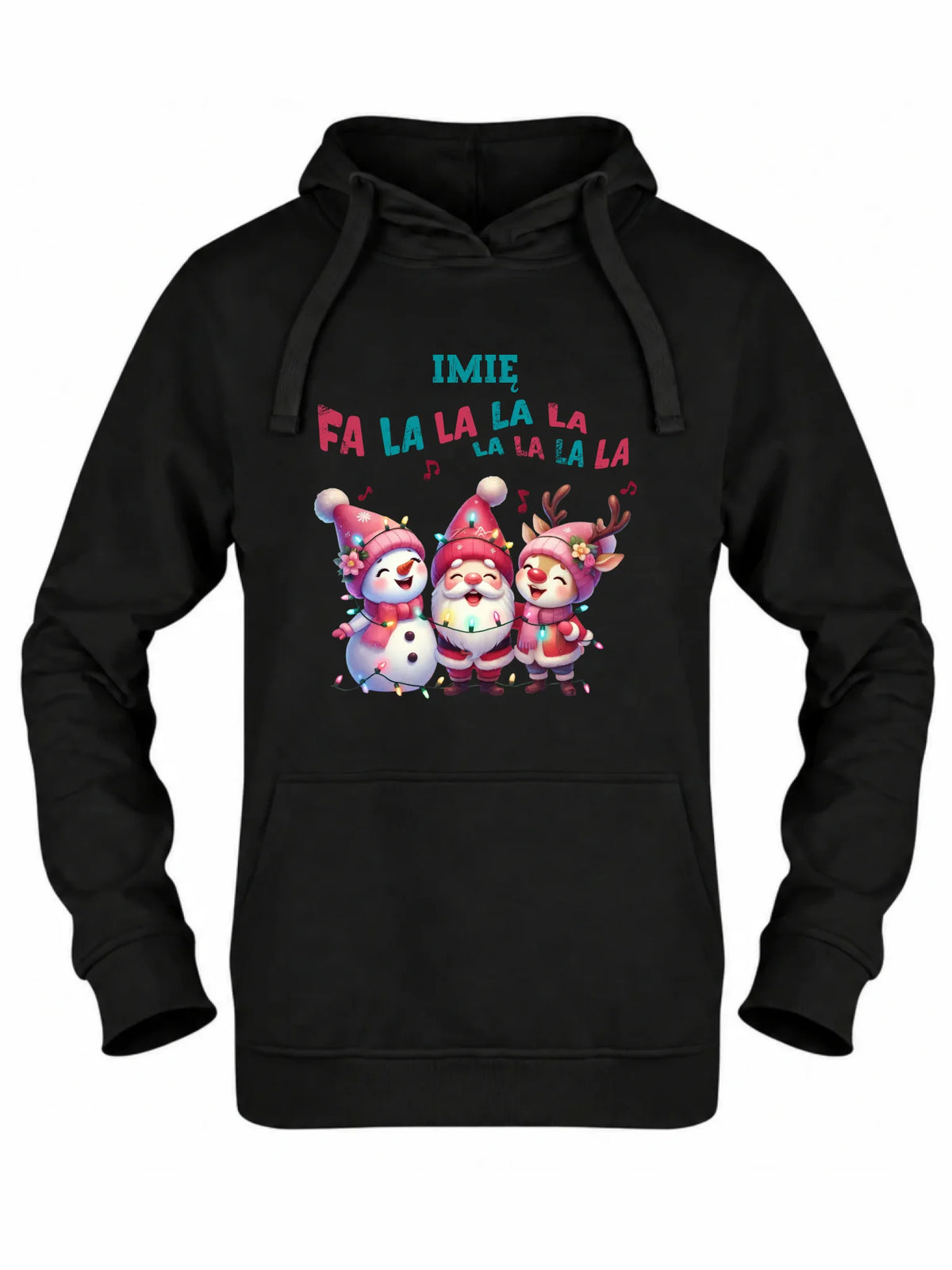 Bluza damska z kapturem świąteczna - Fa la la la - personalizowana BN51