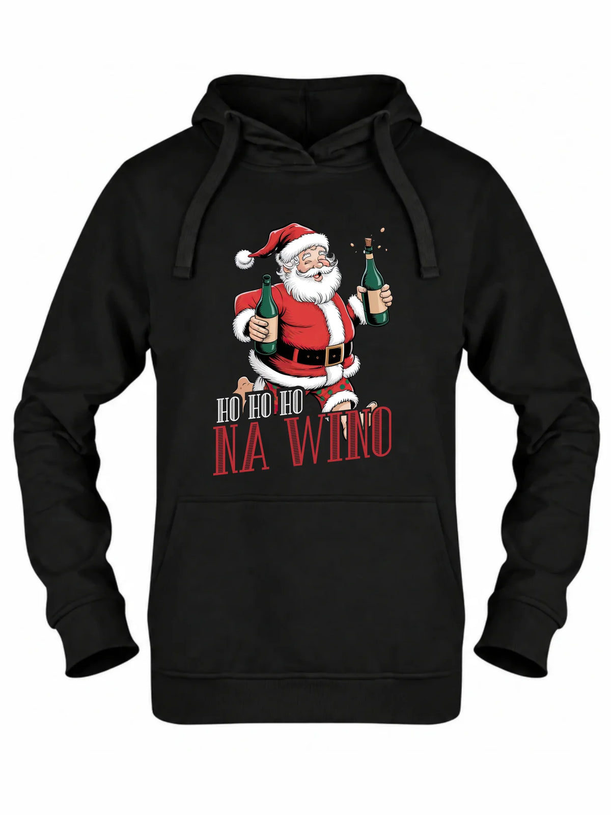Bluza damska z kapturem świąteczna - Mikołaj Ho ho ho na wino BN61