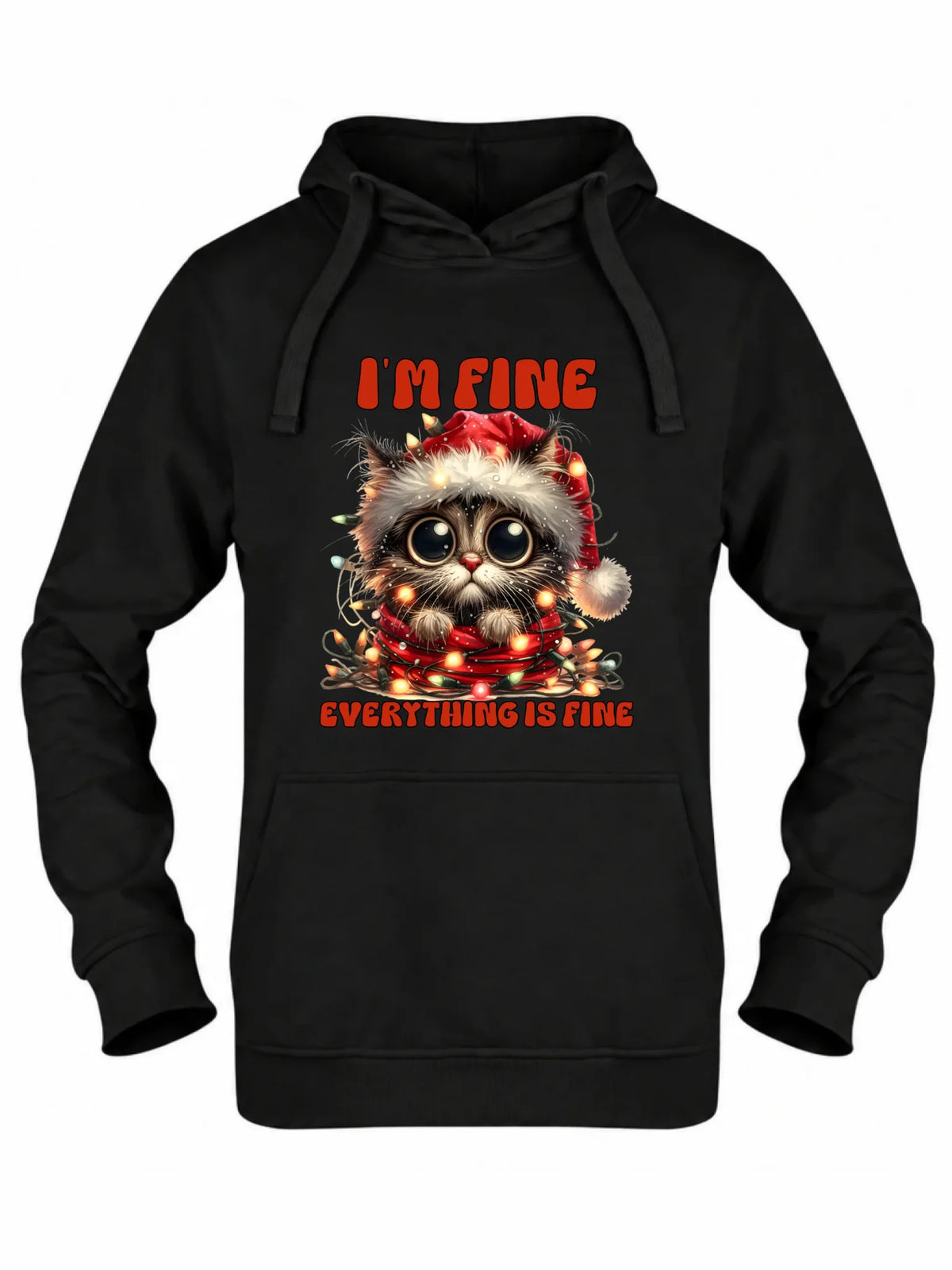 Bluza damska z kapturem świąteczna - Kotek I'm fine everything is fine BN67