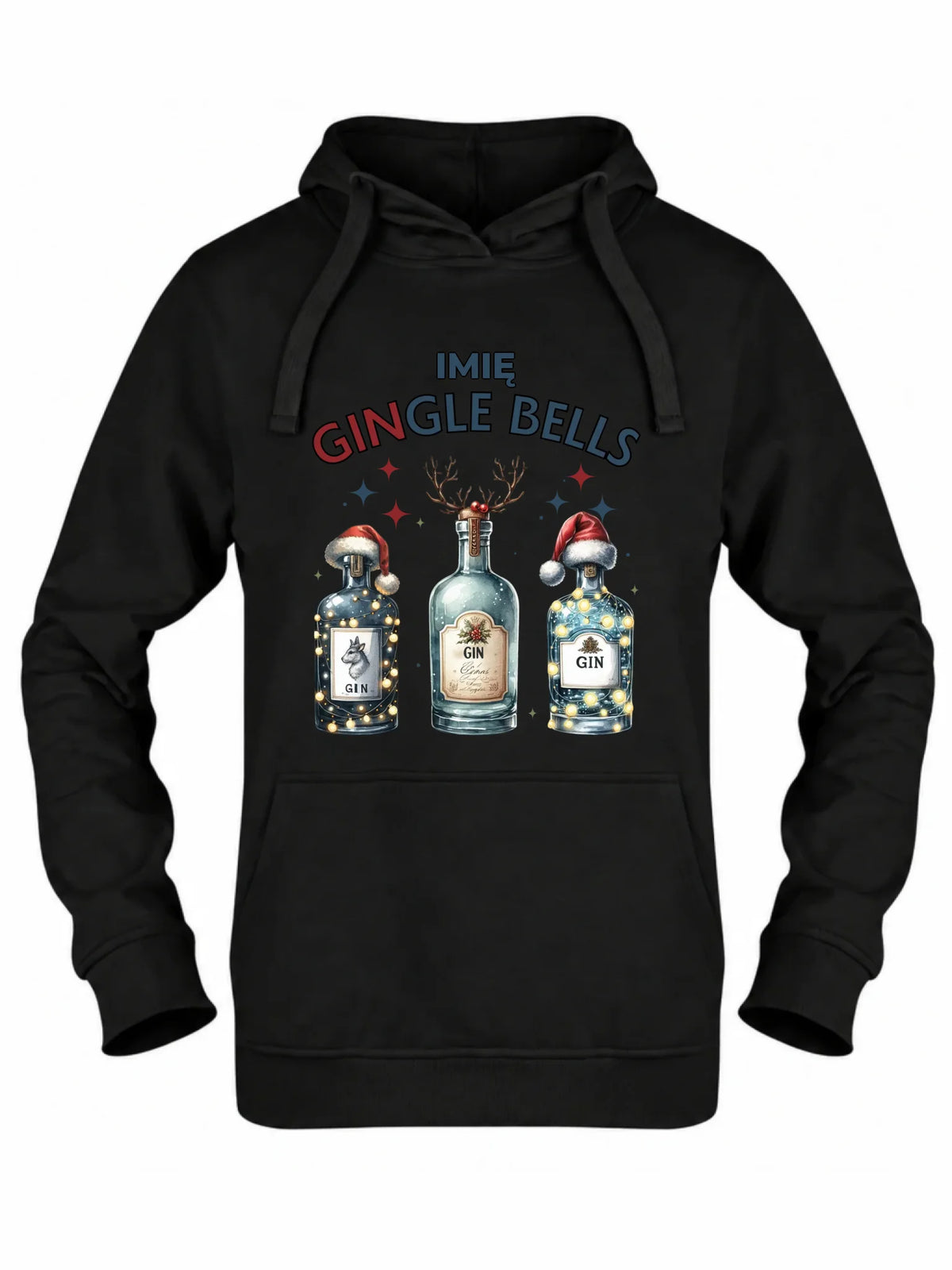 Bluza damska z kapturem świąteczna - Gin Gingle bells - personalizowana BN68