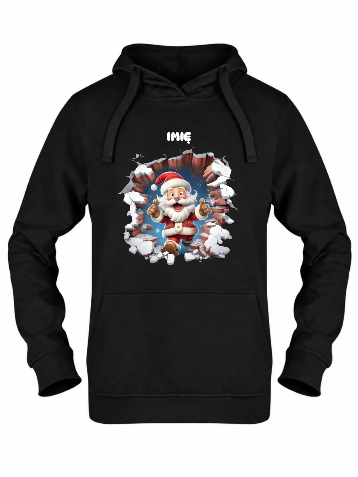 Bluza damska z kapturem świąteczna - Mikołaj 3D - personalizowana BN83