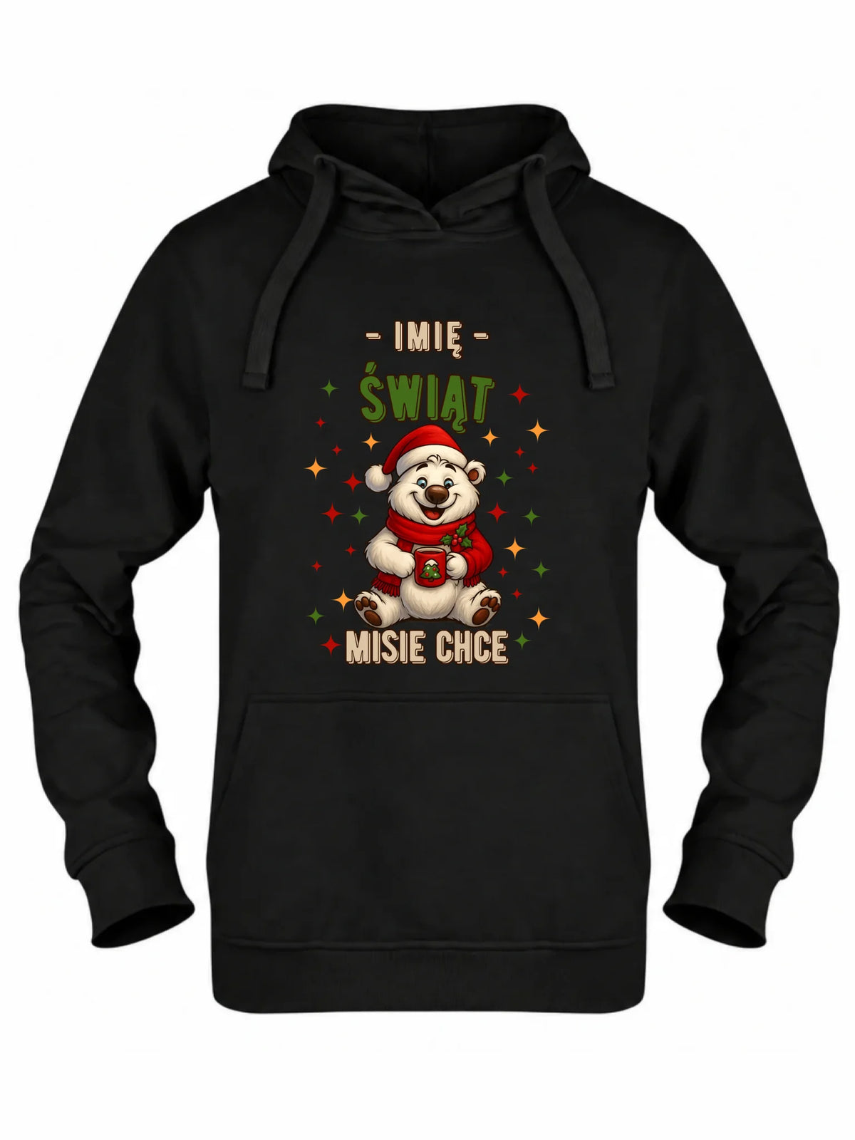 Bluza damska z kapturem świąteczna - Misiek Świąt misie chce - personalizowana BN86