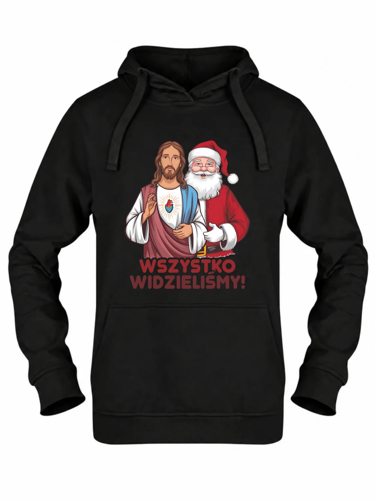 Bluza damska z kapturem świąteczna - Jezus i Mikołaj Wszystko widzieliśmy BN89