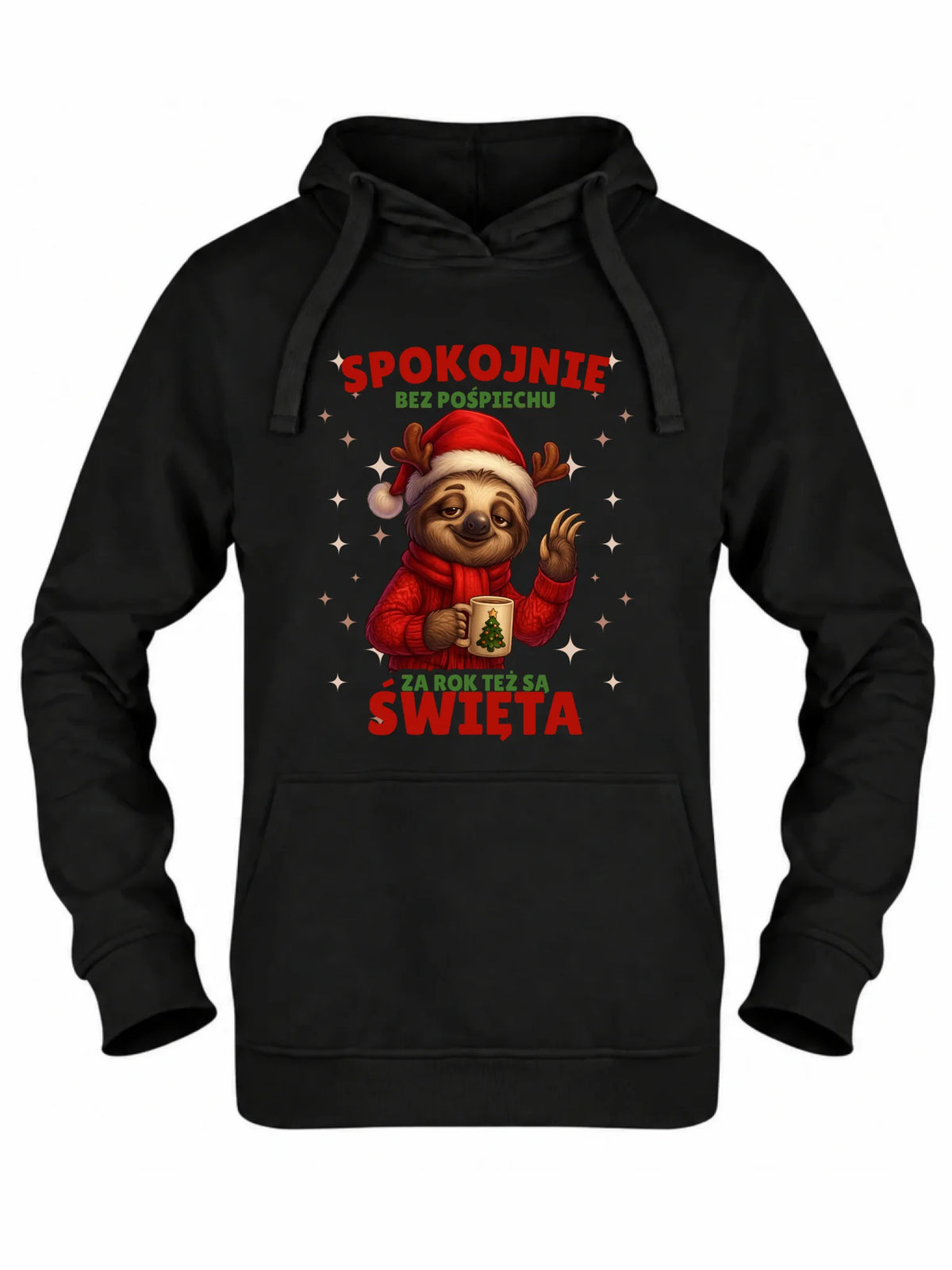 Bluza damska z kapturem świąteczna - Leniwiec Za rok też są święta BN92