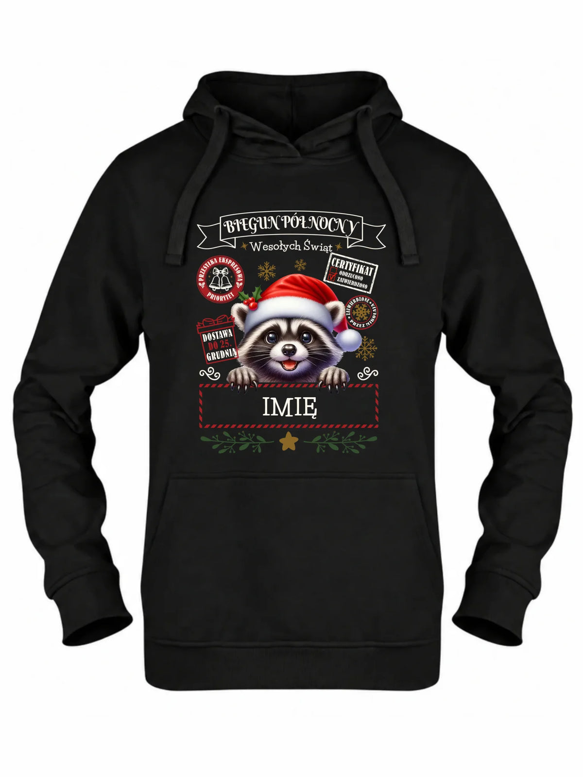 Bluza damska z kapturem świąteczna - Szop Paczka od Mikołaja - personalizowana BN145