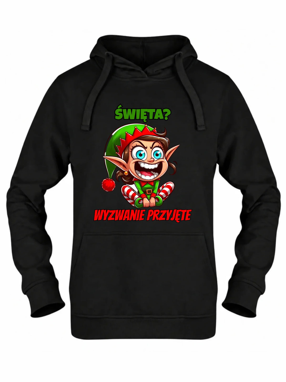 Bluza damska z kapturem świąteczna - Skrzat Wyzwanie przyjęte BN100