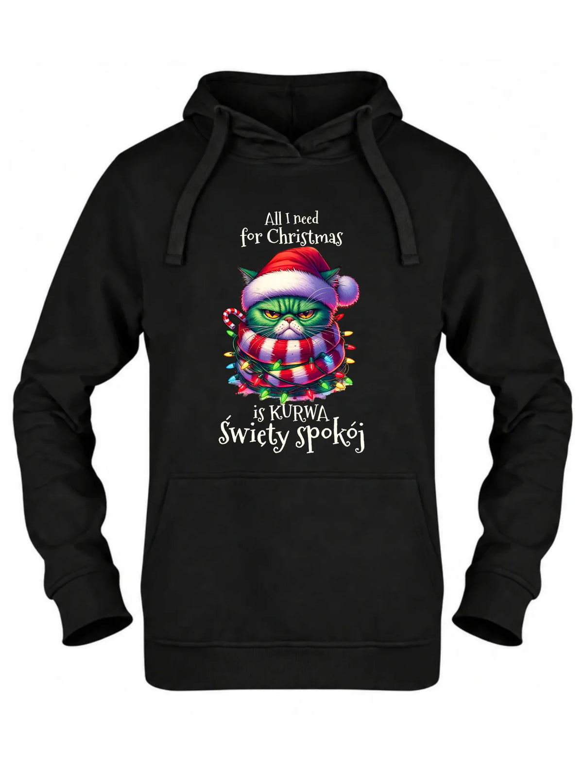 Bluza damska z kapturem świąteczna - All I need for Christmas is ku*wa święty spokój - bez cenzury BN101