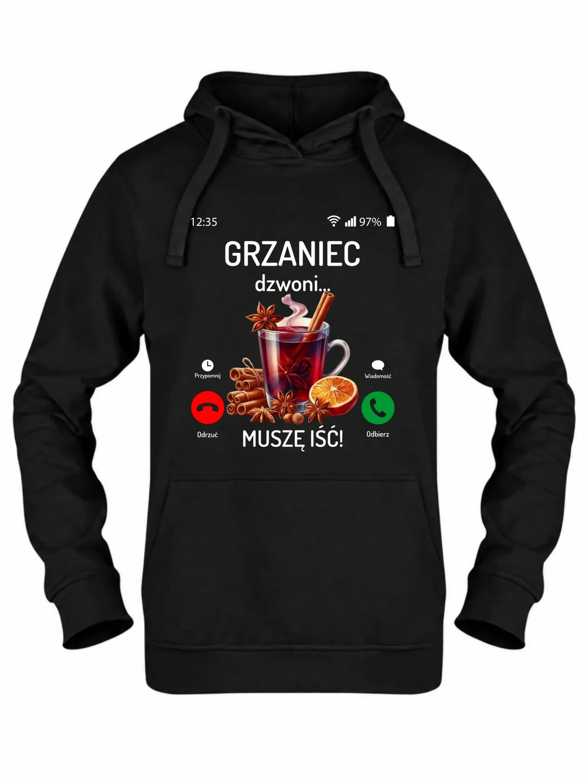 Bluza damska z kapturem świąteczna - Grzaniec dzwoni, muszę iść BN127