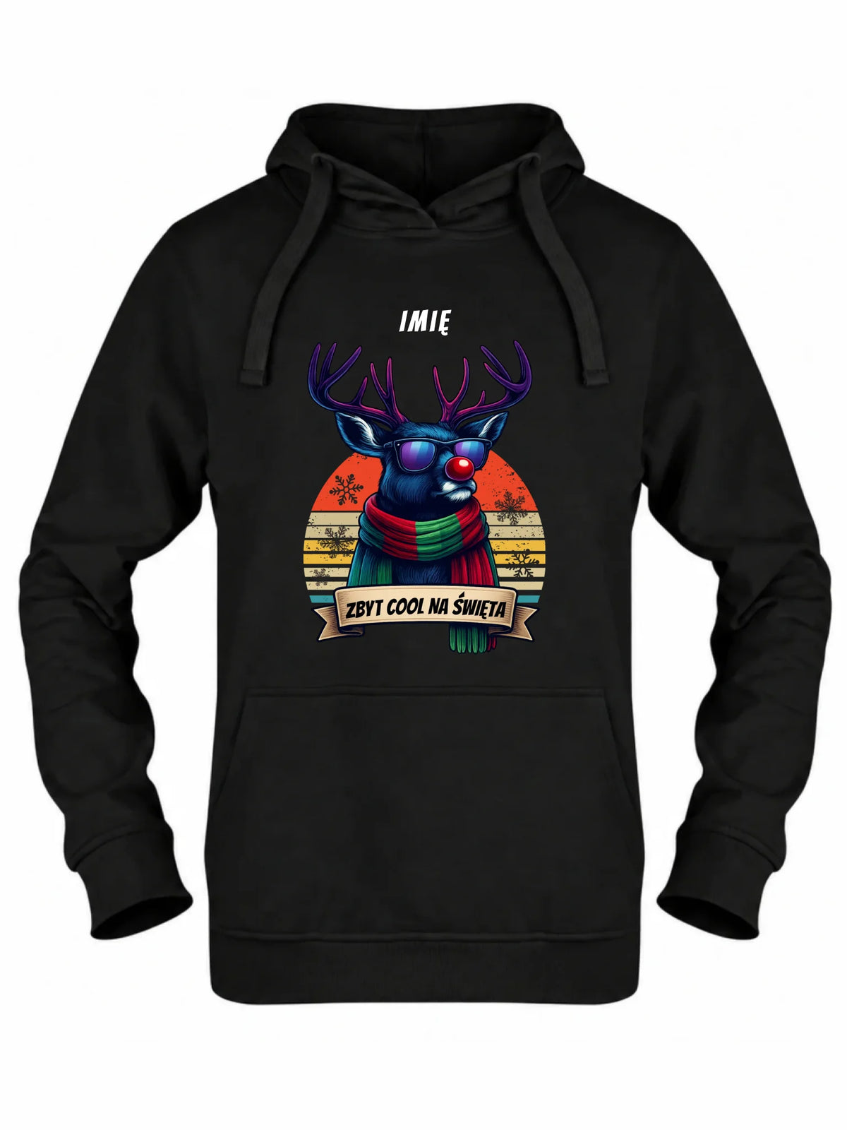 Bluza damska z kapturem świąteczna z reniferem - Zbyt cool na święta - personalizowana BN128