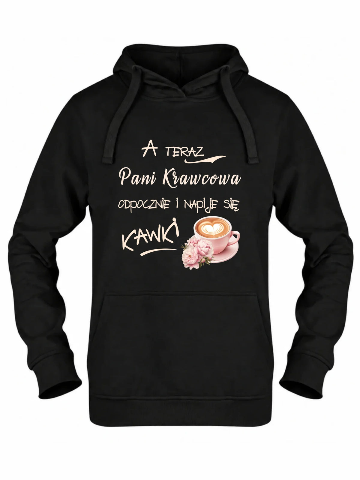 Bluza damska z kapturem szyciowa dla krawcowej - Napije się kawki HS27