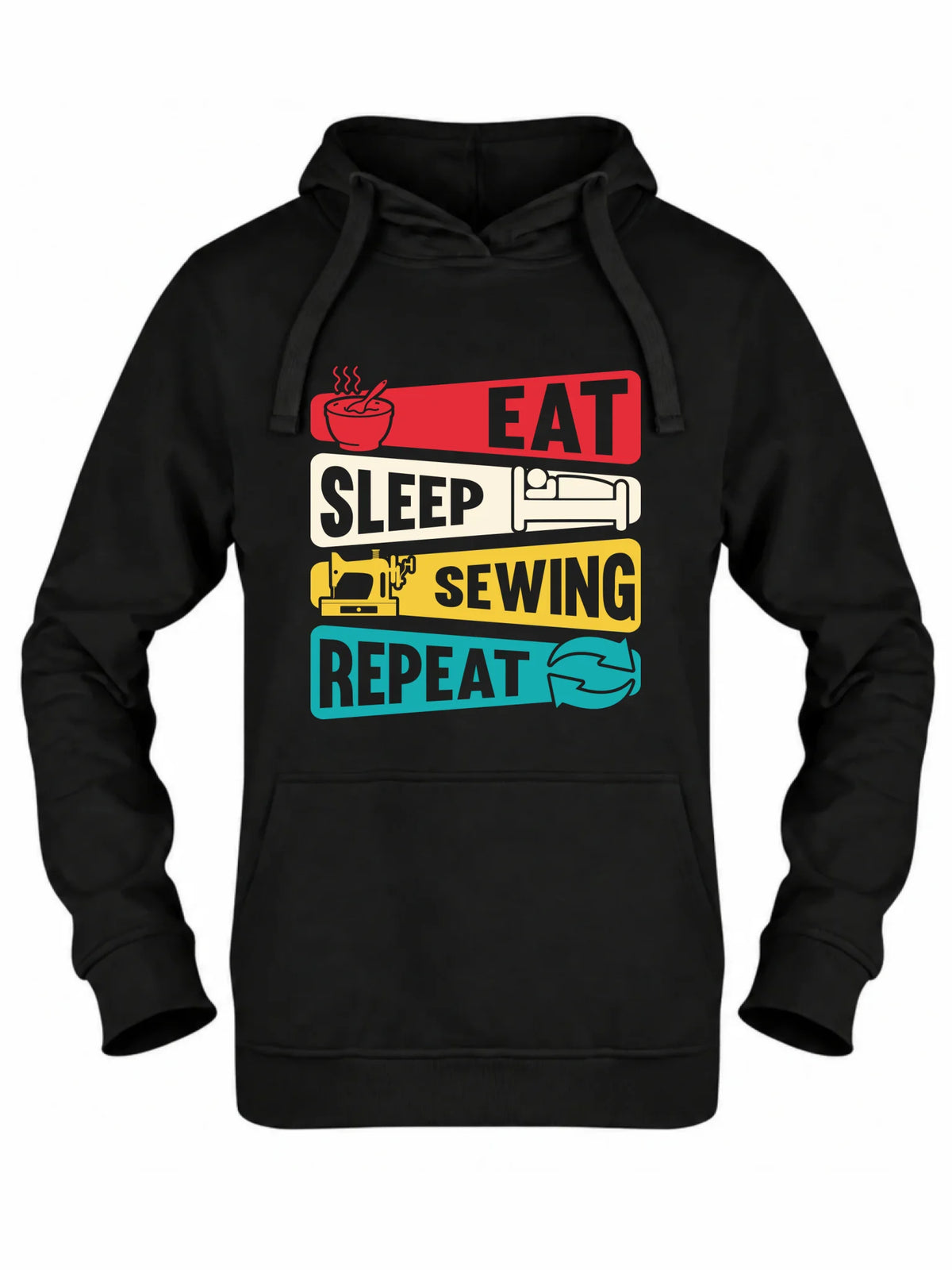 Bluza damska z kapturem szyciowa dla krawcowej - Eat sleep sewing repeat HS21
