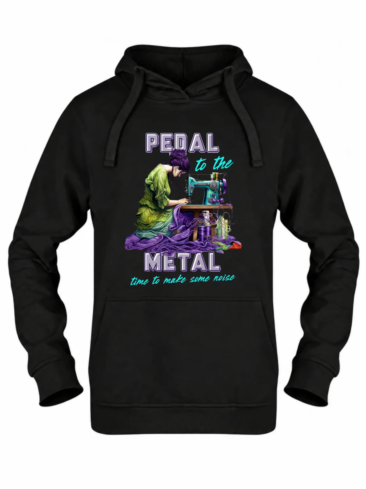 Bluza damska z kapturem szyciowa - prezent dla krawcowej - PEDAL METAL HS01