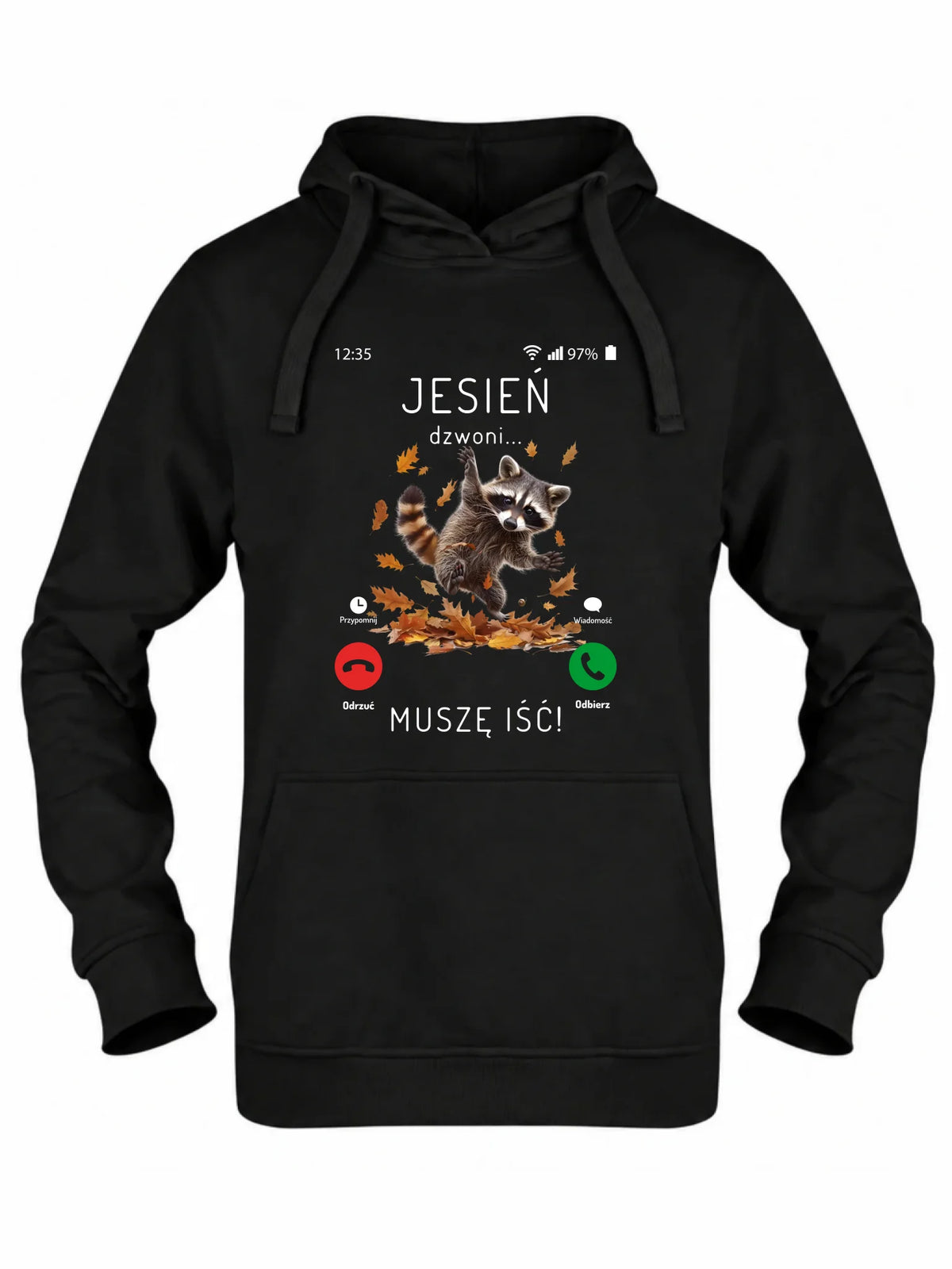 Bluza damska z kapturem jesienna - Jesień dzwoni muszę iść JS18