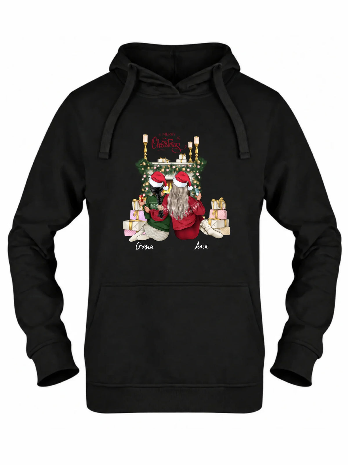 Bluza damska z kapturem świąteczna - prezent dla przyjaciółki - personalizowane postacie 2-4 osoby PR04