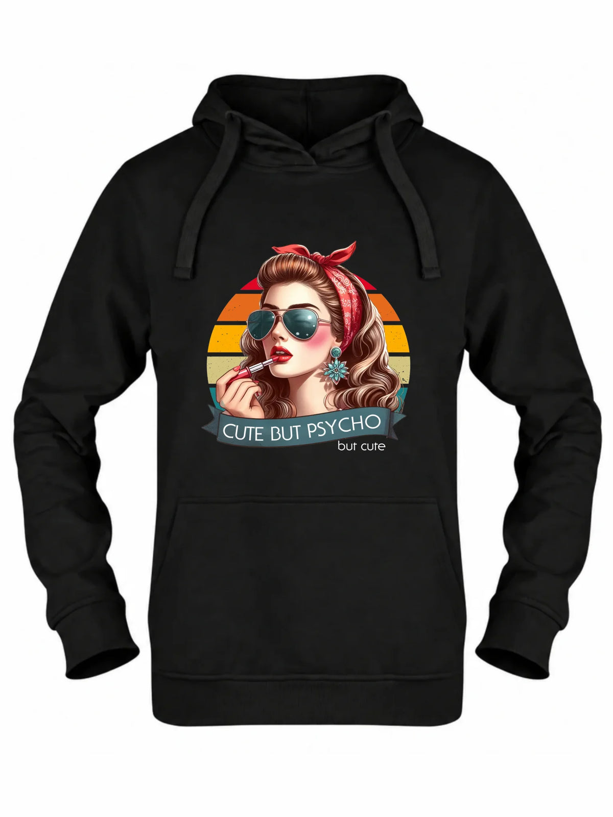 Bluza damska z kapturem – Cute but psycho - w stylu retro DZ09