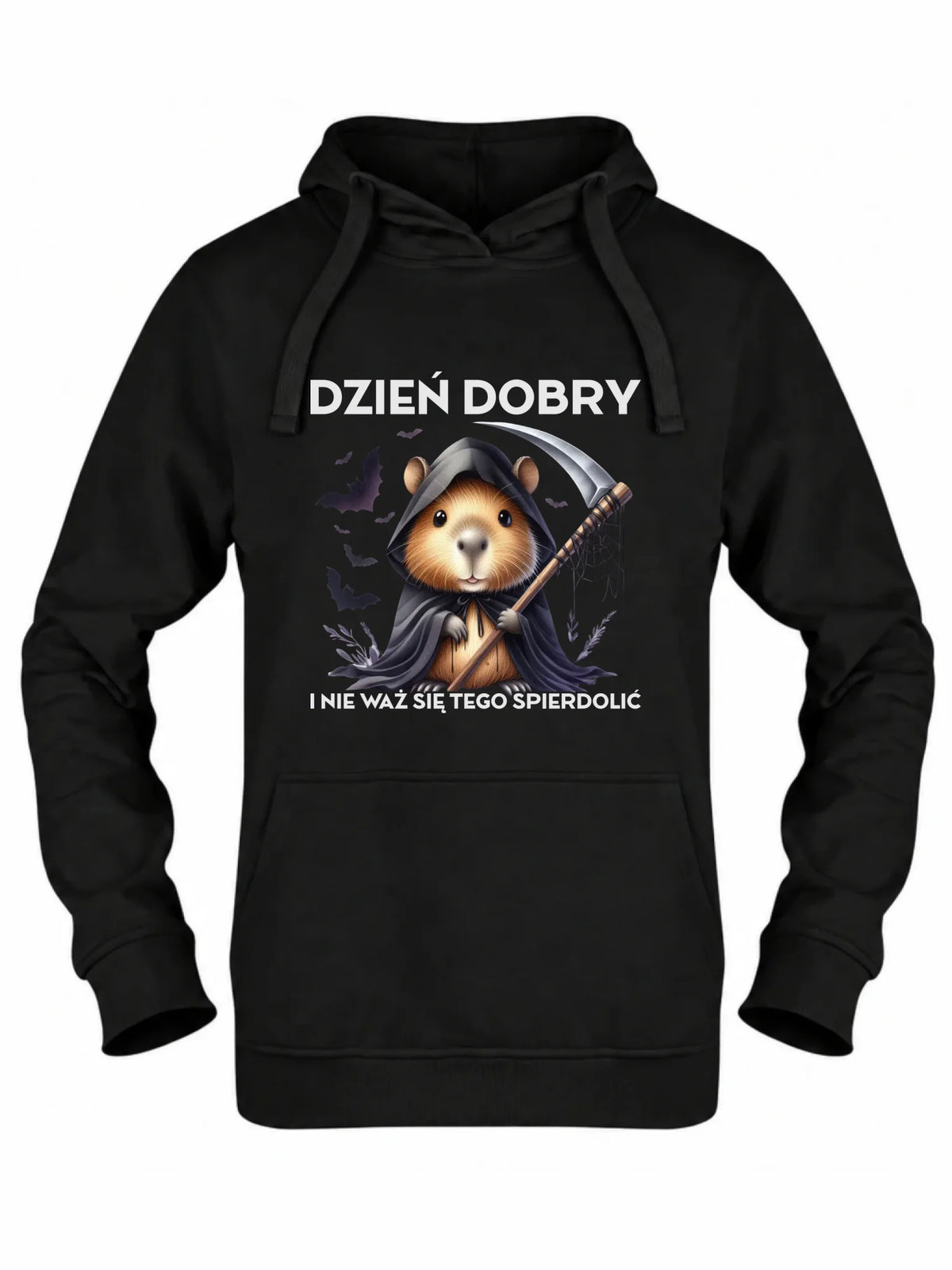Bluza damska z kapturem na halloween - Kapibara Żniwiarz - Dzień dobry - bez cenzury HL20