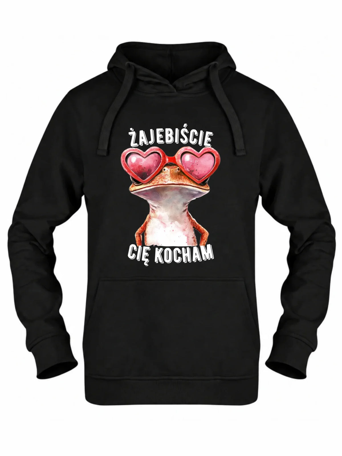 Bluza damska z kapturem dla par - Żajebiście Cię Kocham Żaba W17