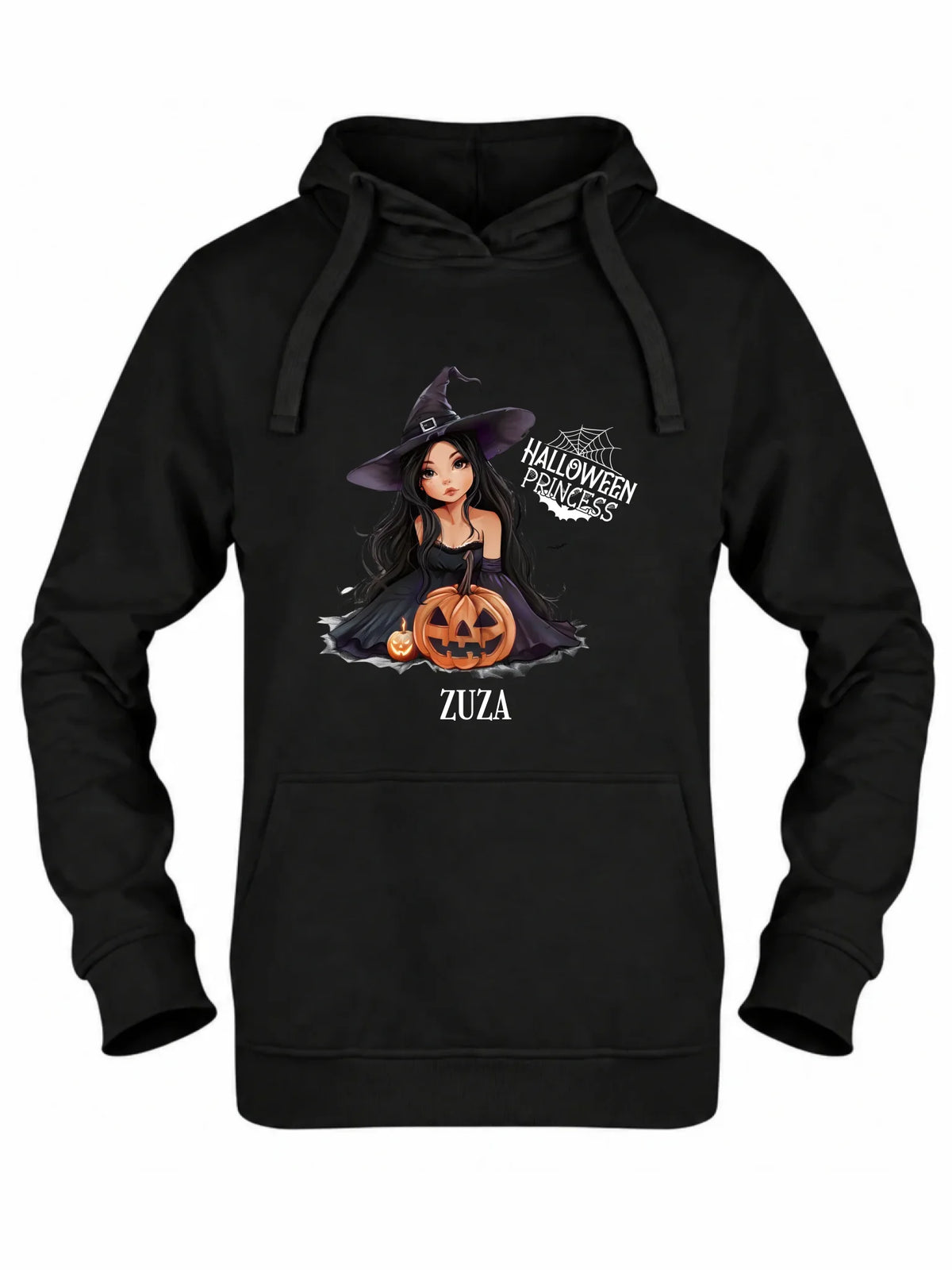 Bluza damska z kapturem halloweenowa - Czarownica z dynią - personalizowana HL10