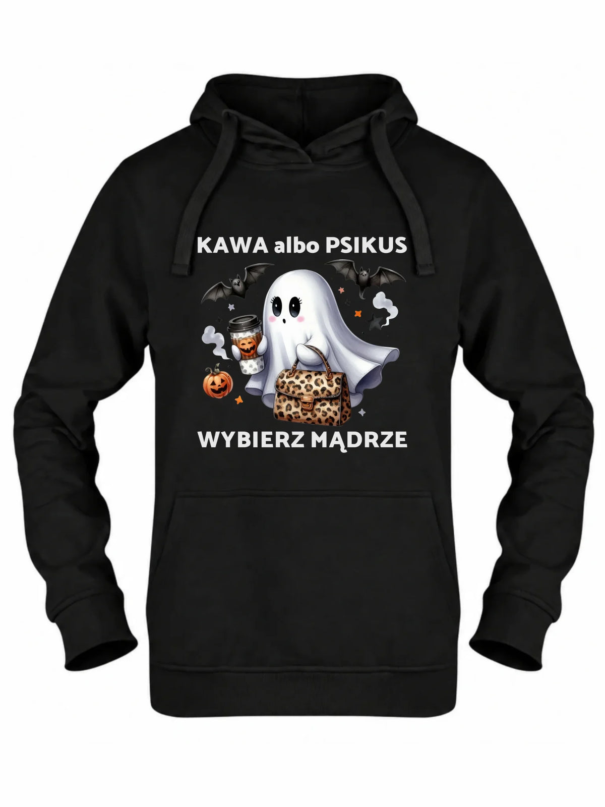 Bluza damska z kapturem halloweenowa - Duch - Kawa albo psikus HL07