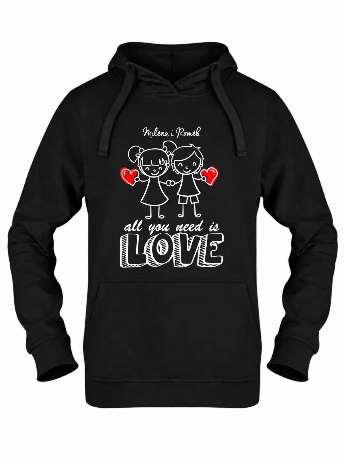 Bluza damska z kapturem dla par - All You need is love - personalizowana W13