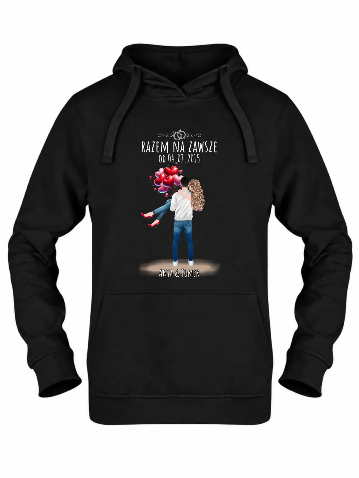 Bluza damska z kapturem dla par na rocznicę - Razem na zawsze - personalizowana W14
