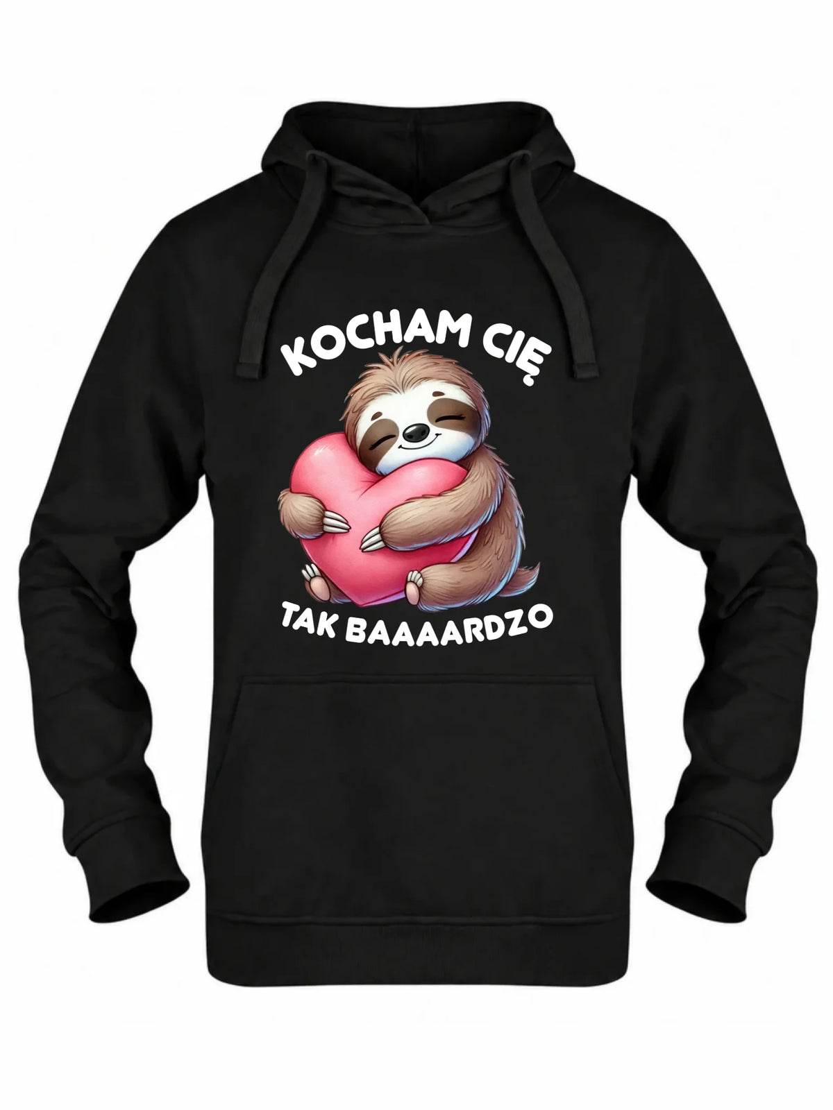 Bluza damska z kapturem - Leniwiec Kocham Cię tak baaaardzo W16