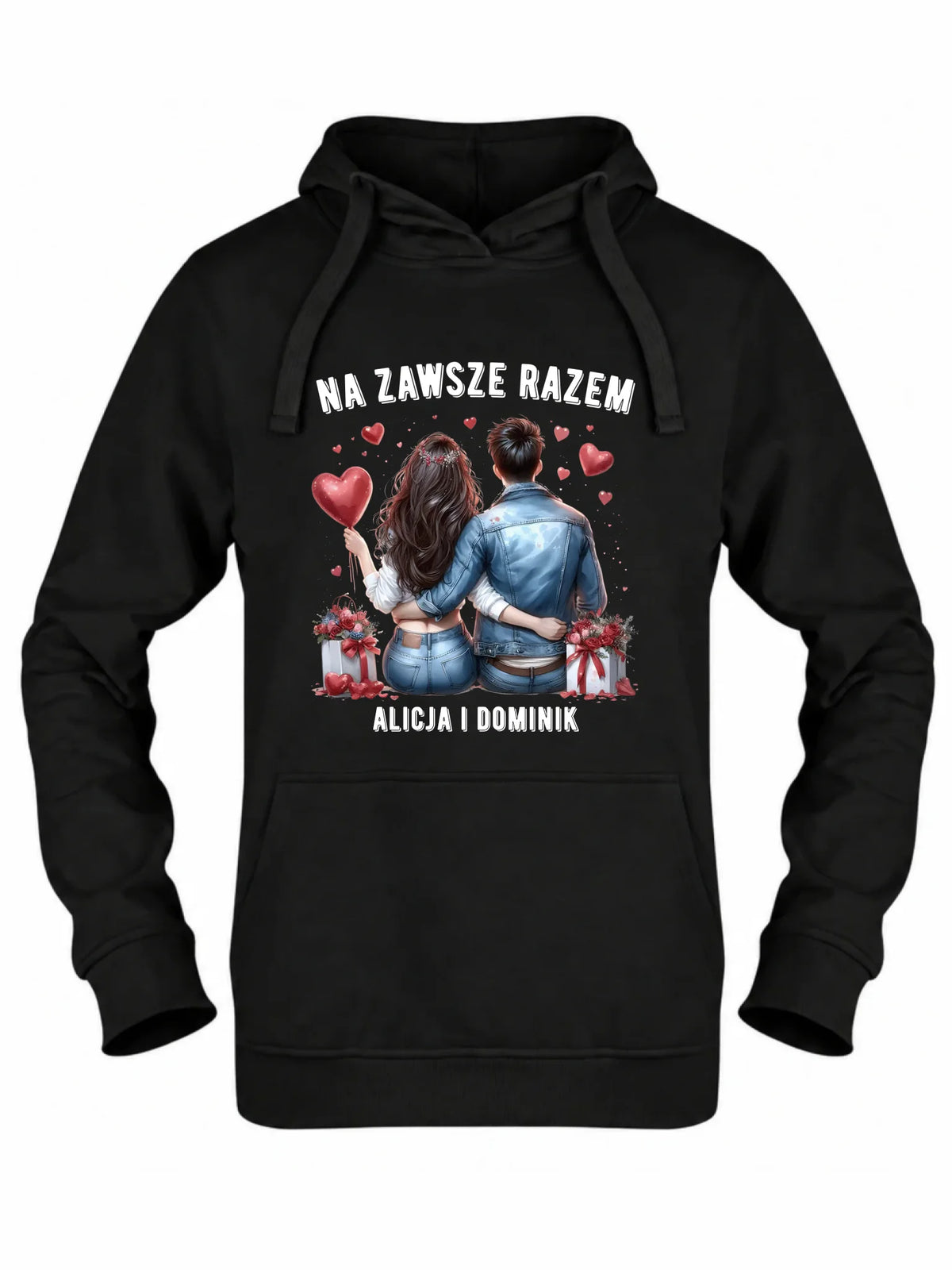 Bluza damska z kapturem dla par - Na zawsze razem - personalizowana W07