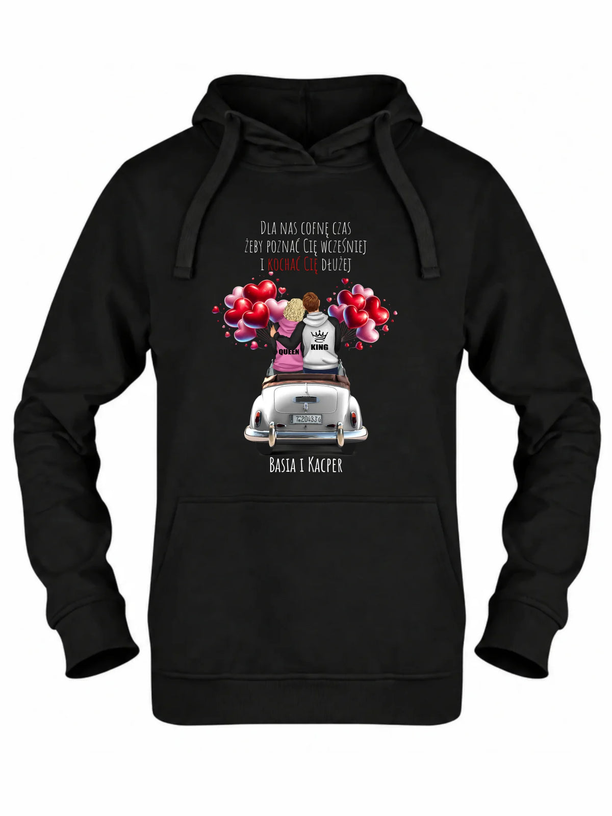 Bluza damska z kapturem dla par - Dla nas cofnę czas - personalizowana W08