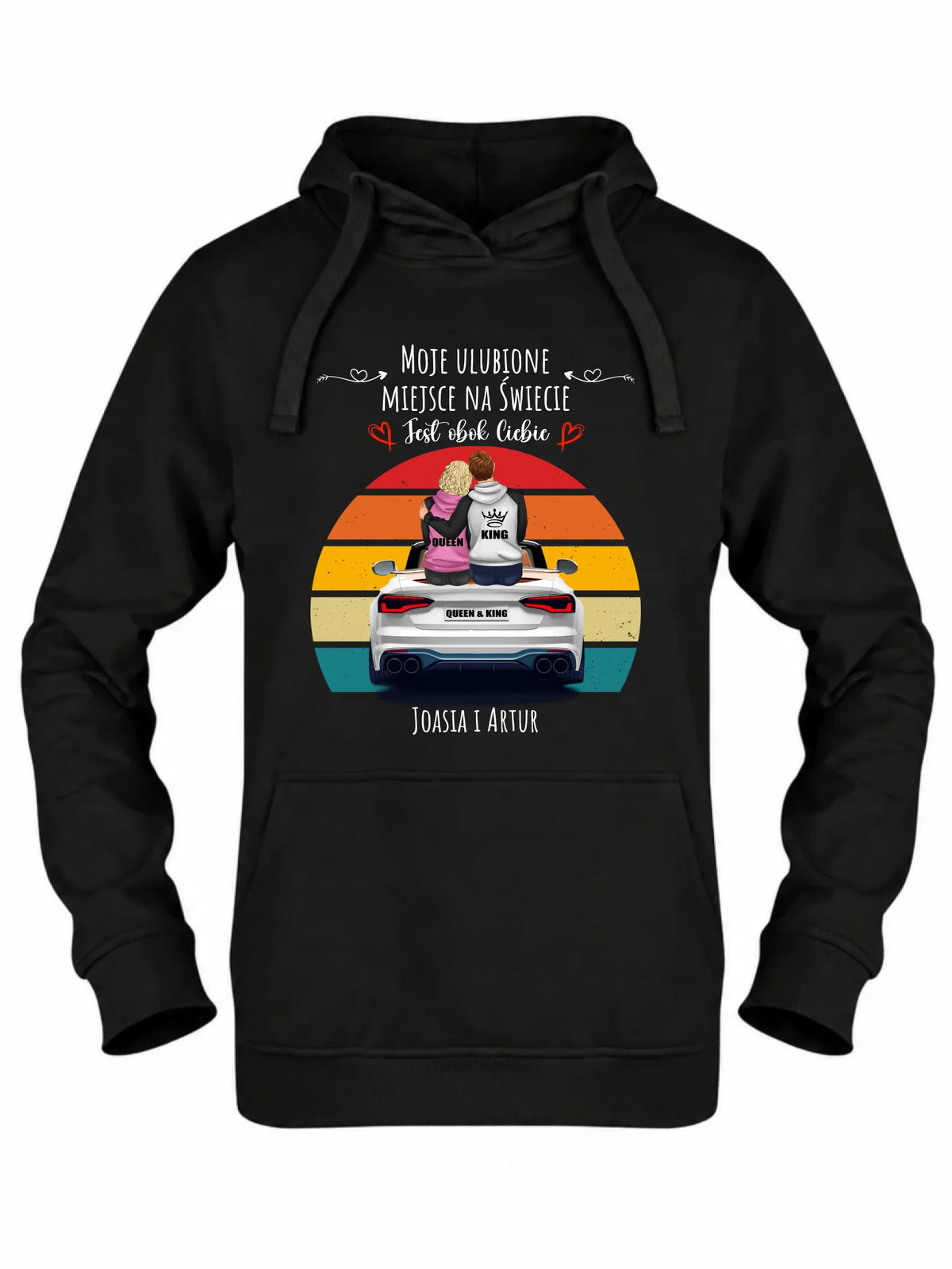 Bluza damska z kapturem dla par - Moje ulubione miejsce - personalizowana W06