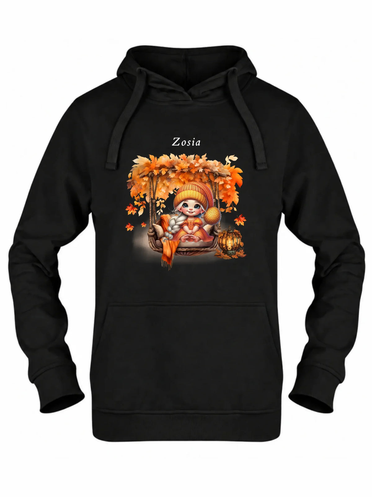 Bluza damska z kapturem jesieniara - Dziewczynka z liśćmi - personalizowana JS17