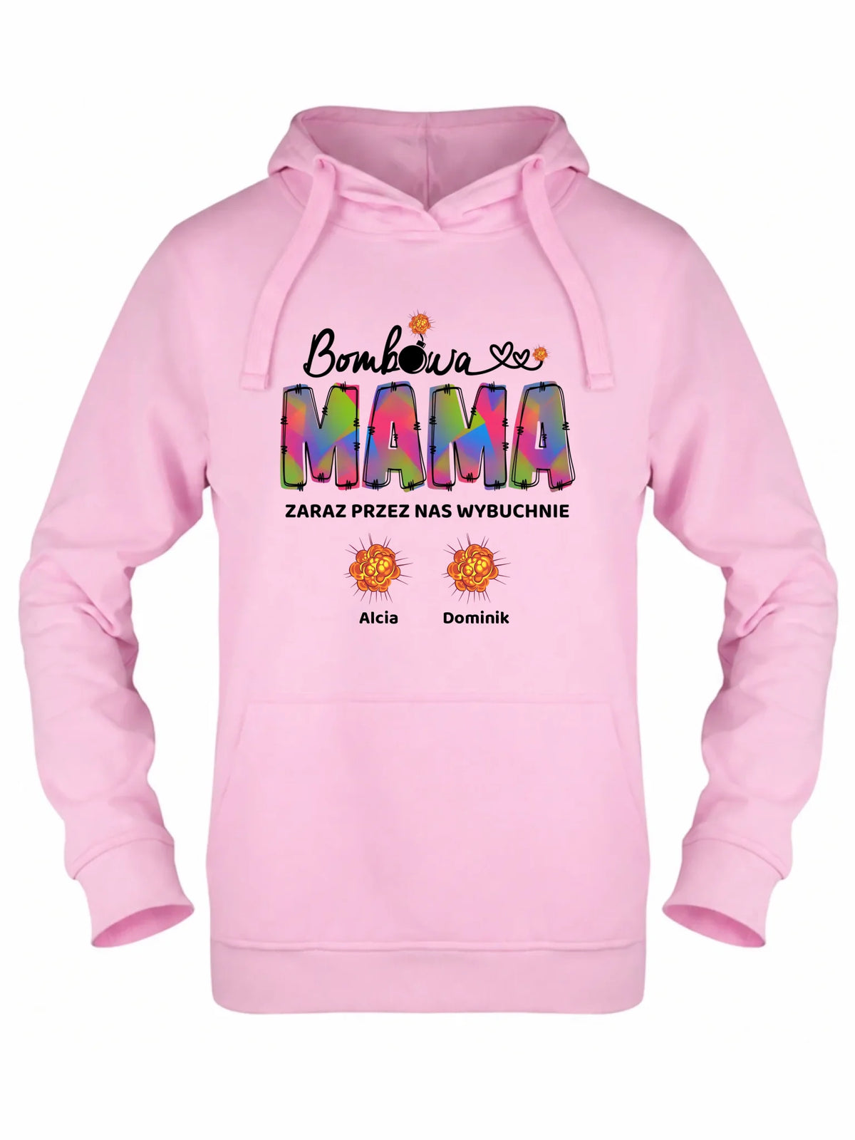 Bluza z kapturem dla mamy z imionami dzieci - Bombowa mama - personalizowana DM53