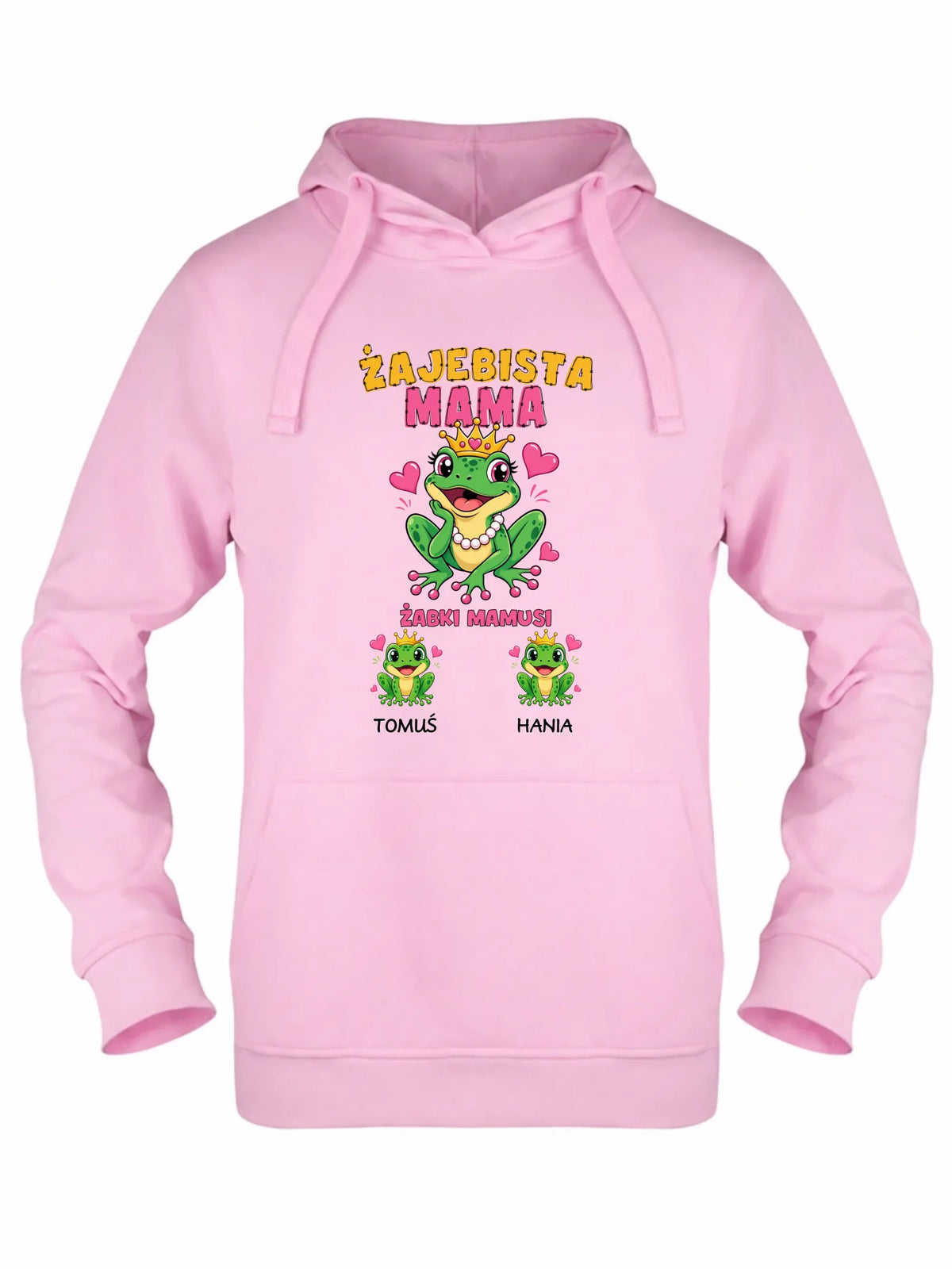 Bluza z kapturem dla mamy z imionami dzieci - Żabki Mamusi - personalizowana DM54