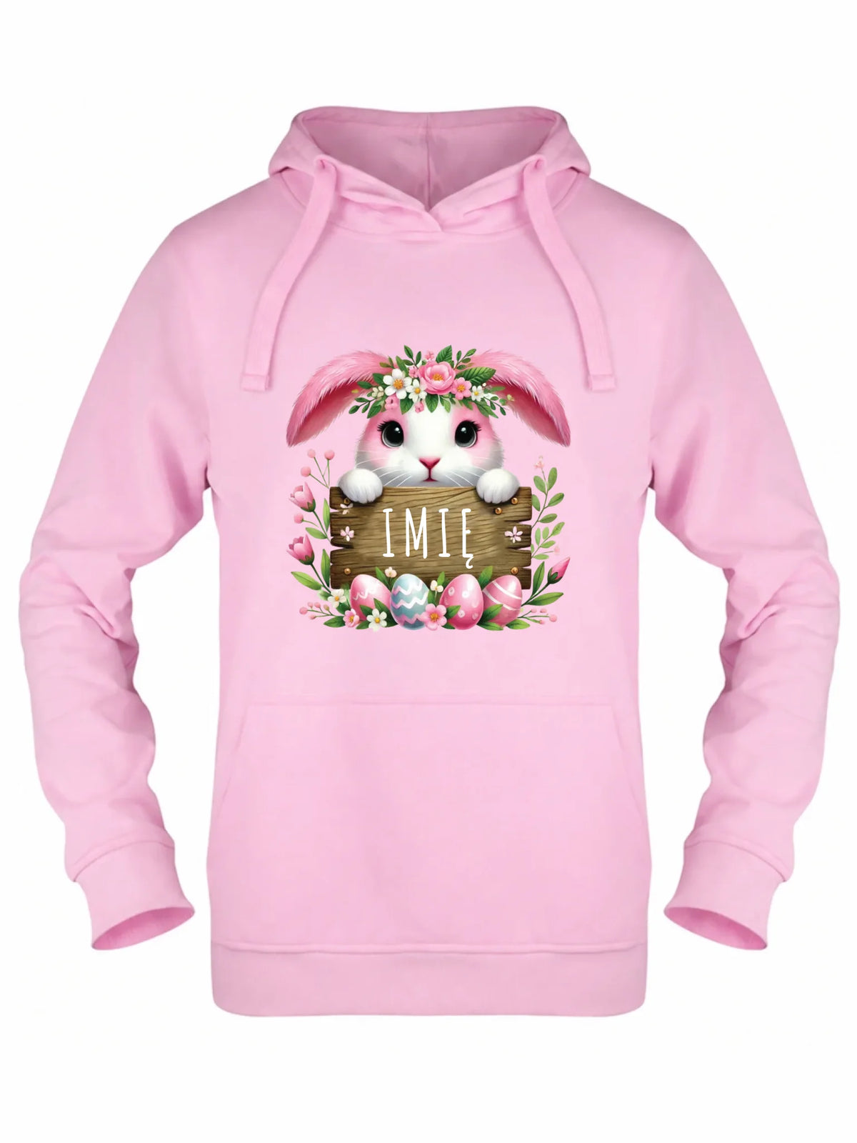 Bluza damska z kapturem na Wielkanoc - Różowy Zajączek - personalizowana WN07