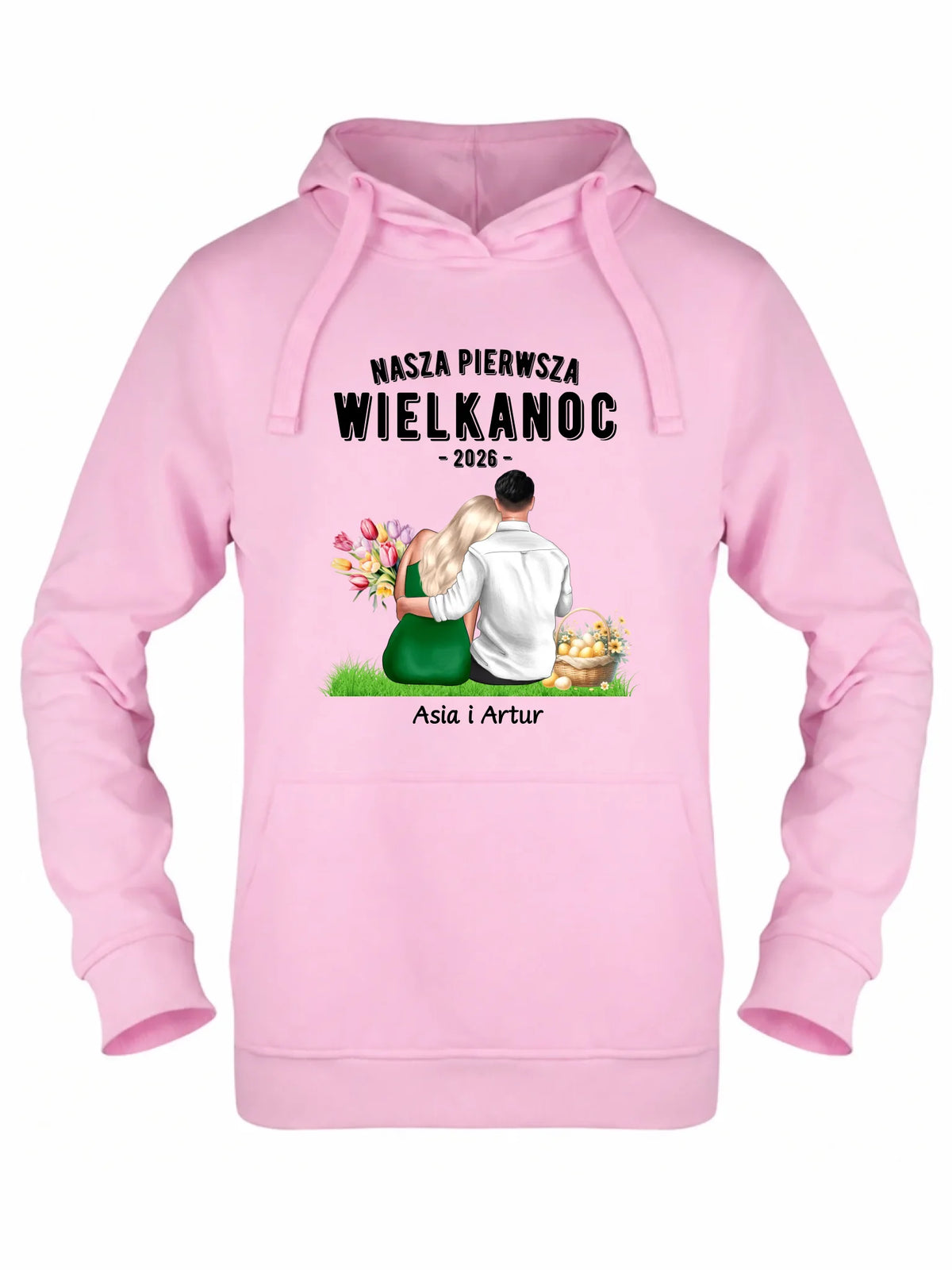 Bluza damska z kapturem wielkanocna dla par - Nasza pierwsza Wielkanoc - personalizowana WN16