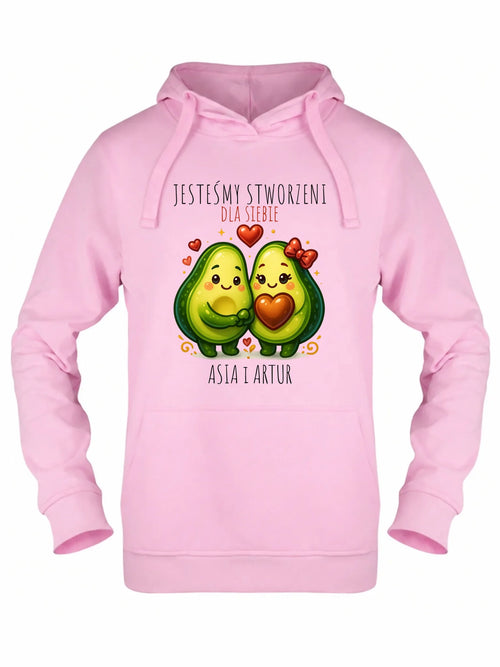 Bluza damska z kapturem - Awokado Stworzeni dla siebie - personalizowana W91