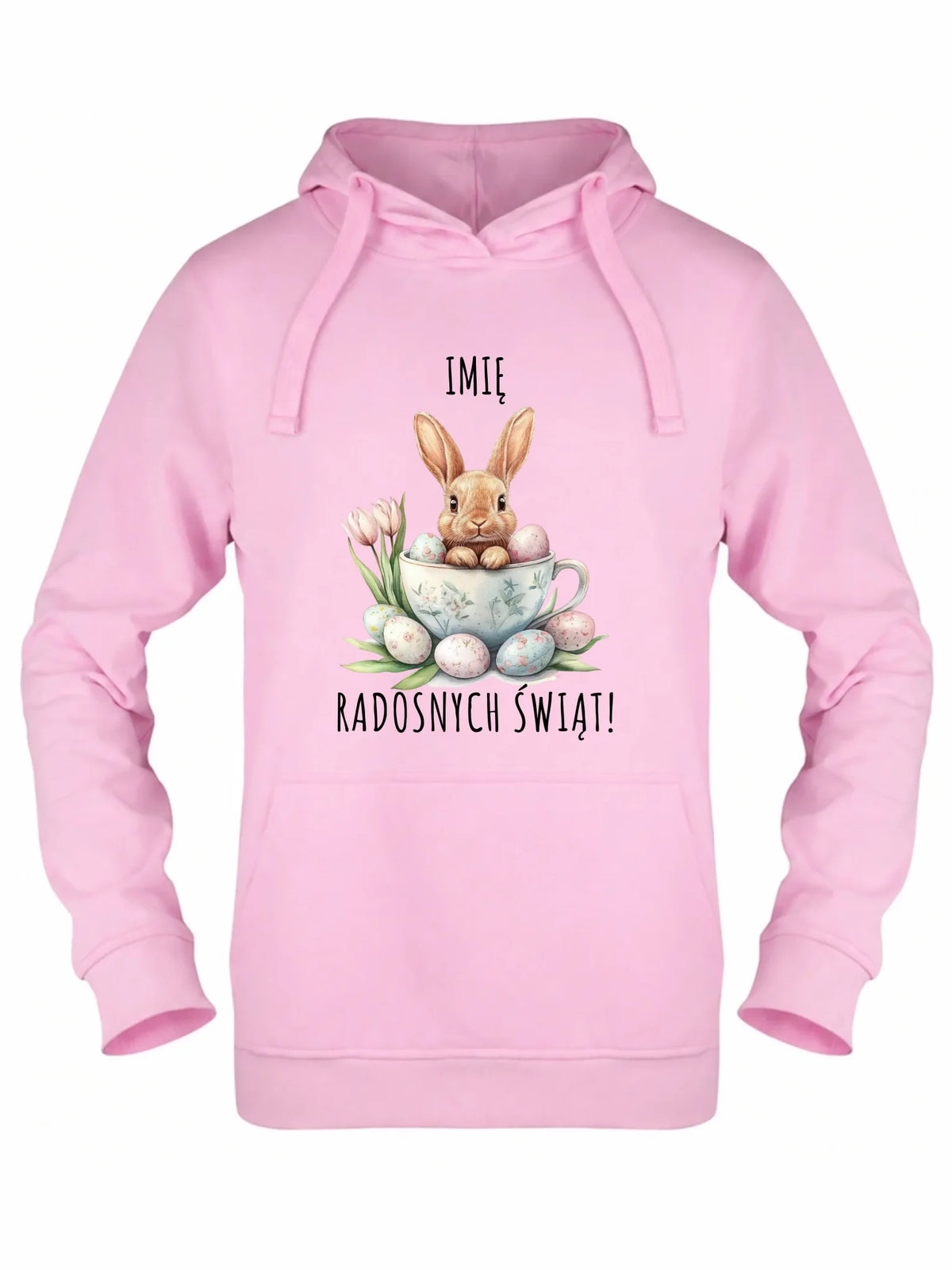 Bluza damska z kapturem na Wielkanoc - Zajączek radosnych świąt - personalizowana WN01
