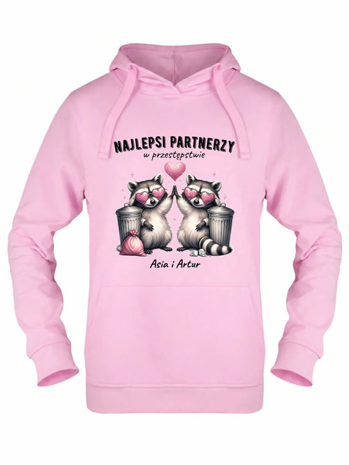 Bluza damska z kapturem dla par - Najlepsi partnerzy w przestępstwie - personalizowana W27