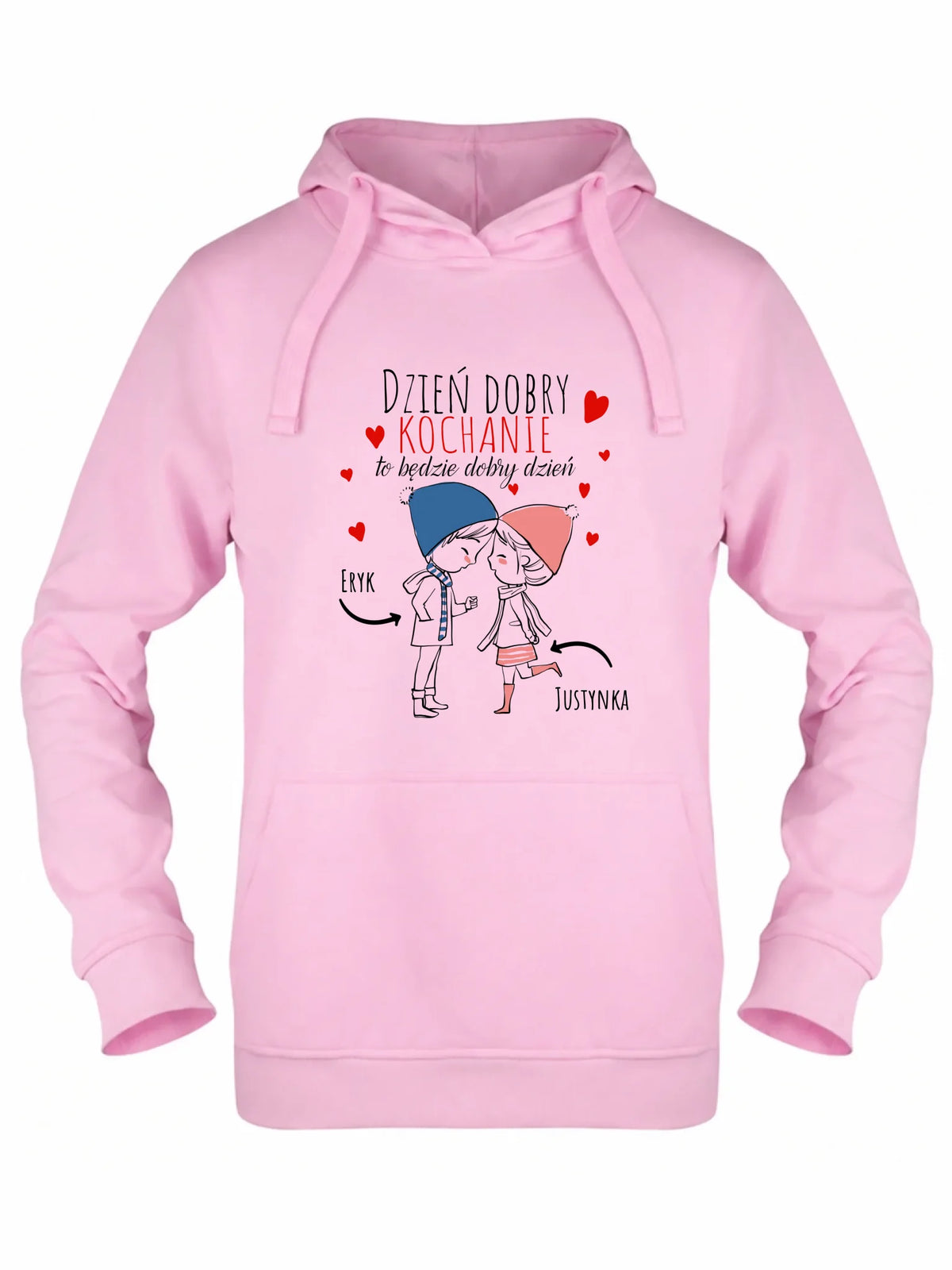 Bluza damska z kapturem dla par - Dzień dobry Kochanie - personalizowana W10