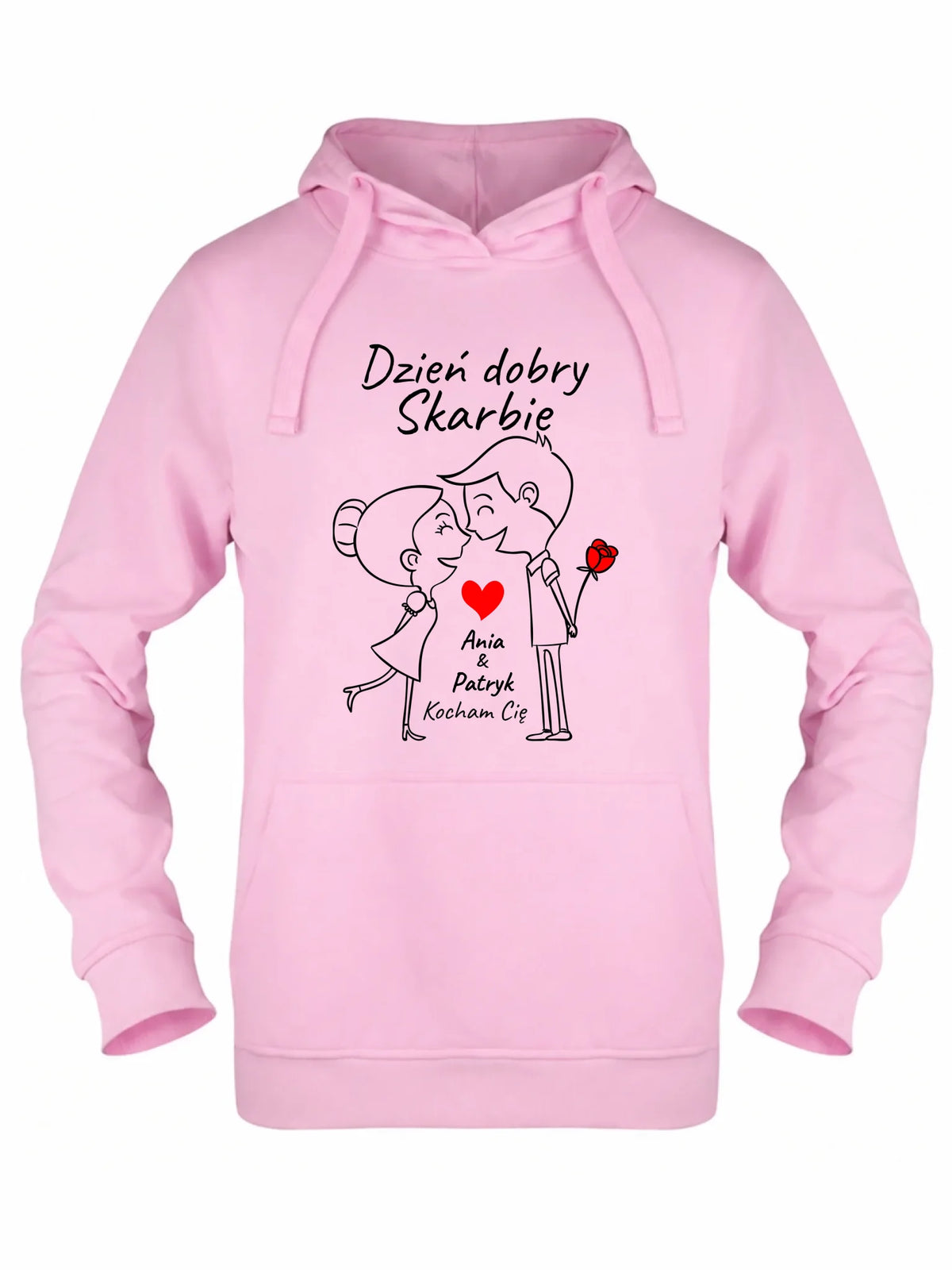 Bluza damska z kapturem dla par - Dzień dobry Skarbie - personalizowana W15
