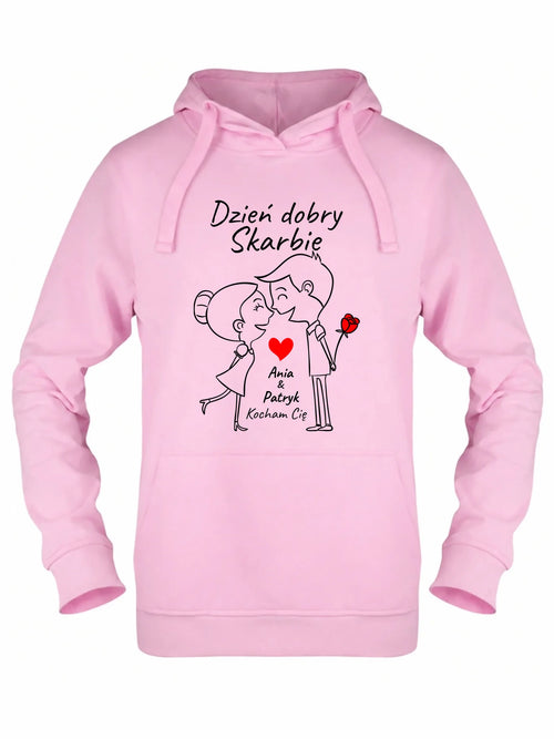 Bluza damska z kapturem dla par - Dzień dobry Skarbie - personalizowana W15