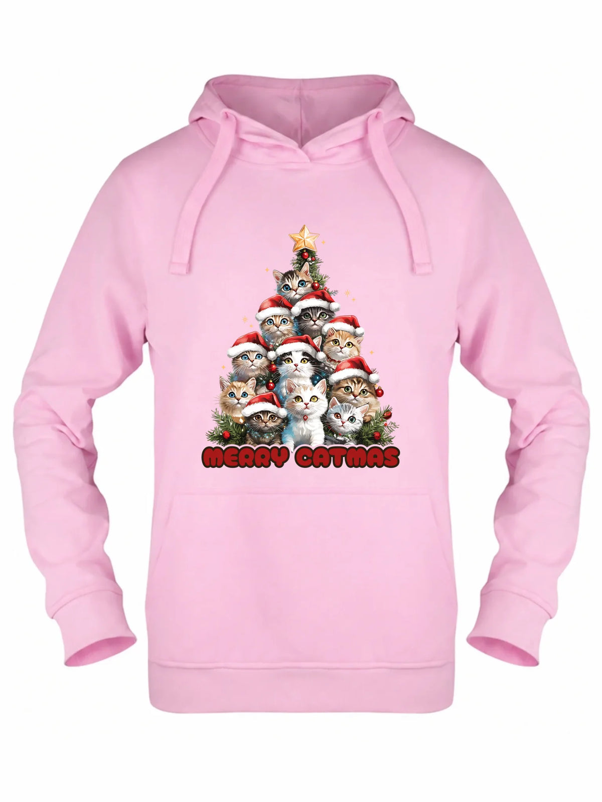 Bluza damska z kapturem świąteczna - Kocia choinka Merry Catmas BN20