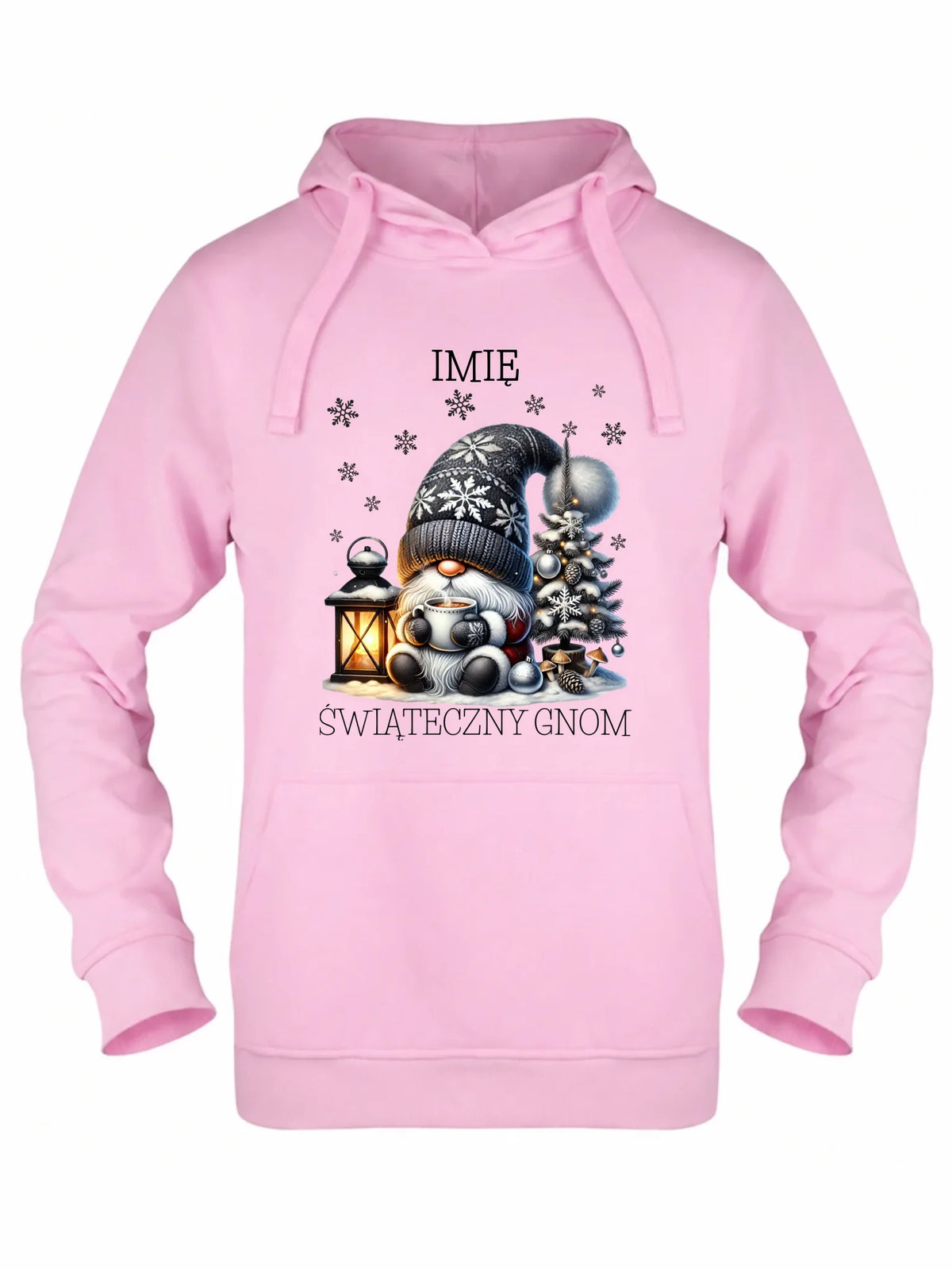 Bluza damska z kapturem świąteczna - Gnom z czekoladą - personalizowana BN41
