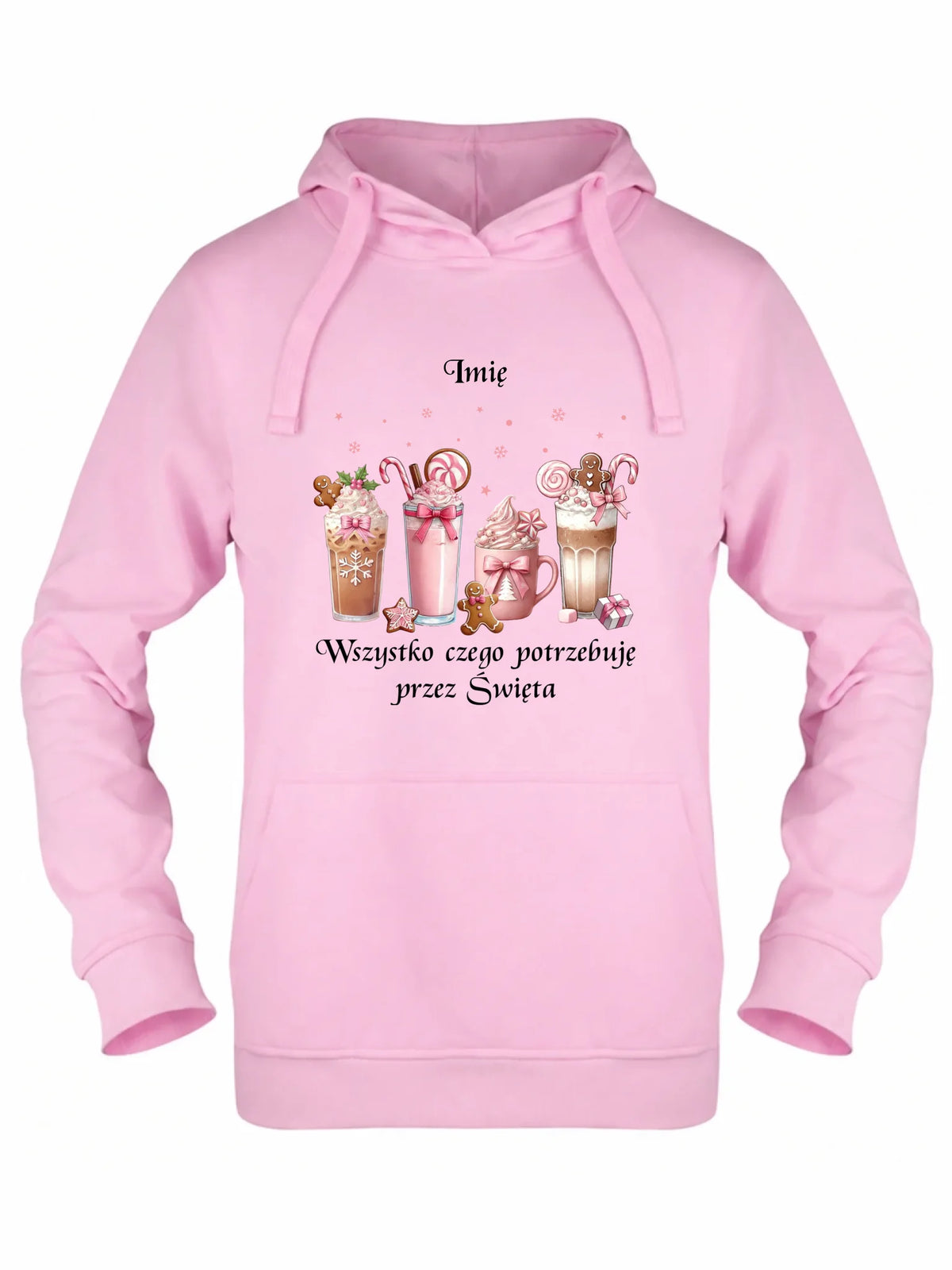 Bluza damska z kapturem świąteczna - Zimowa kawa Wszystko czego potrzebuję przez Święta - personalizowana BN46