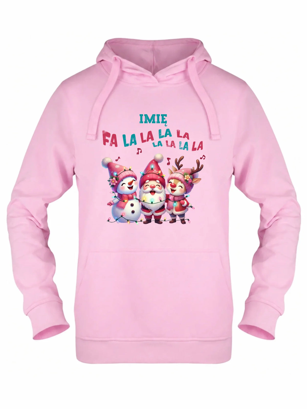 Bluza damska z kapturem świąteczna - Fa la la la - personalizowana BN51