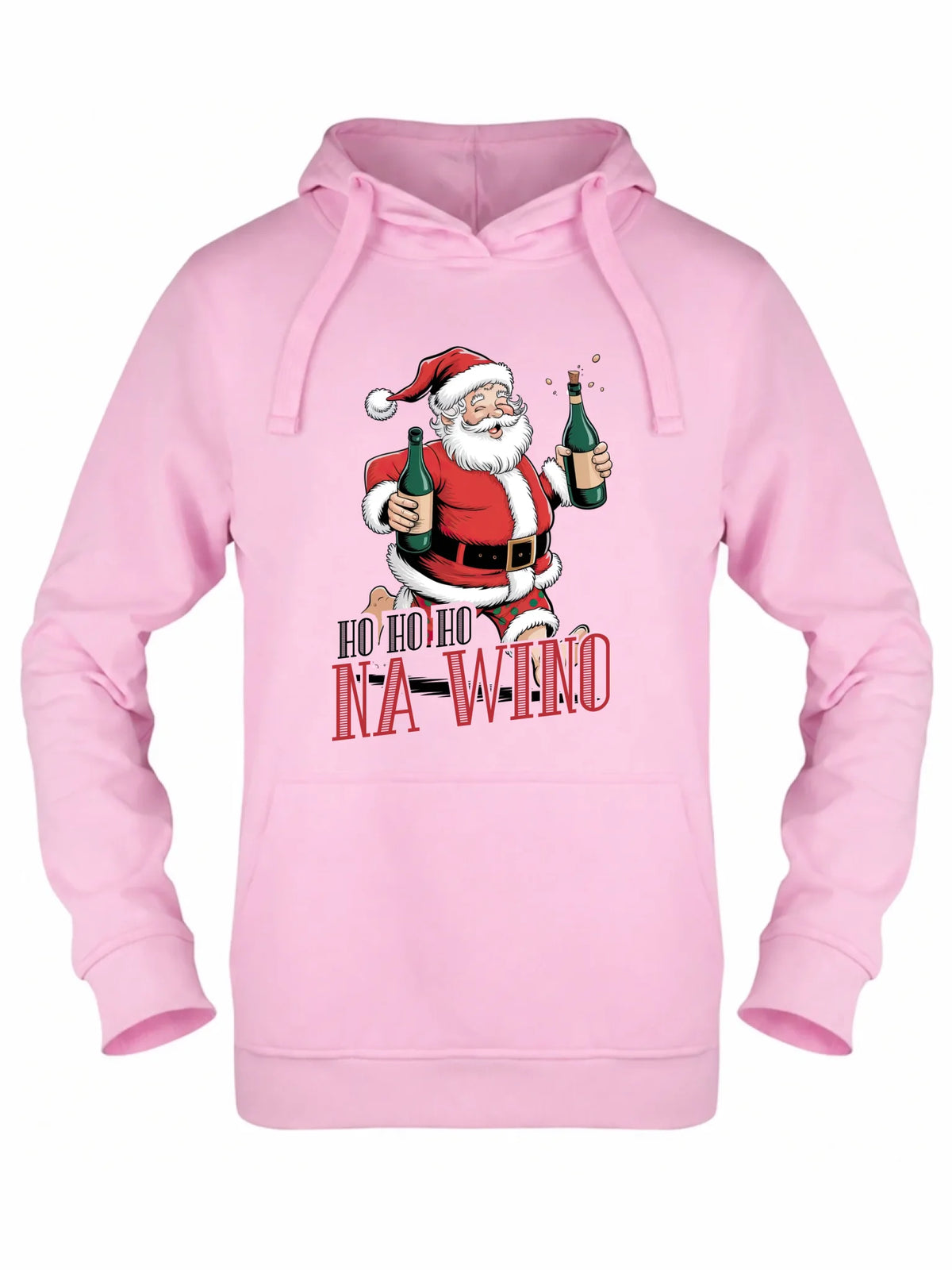 Bluza damska z kapturem świąteczna - Mikołaj Ho ho ho na wino BN61