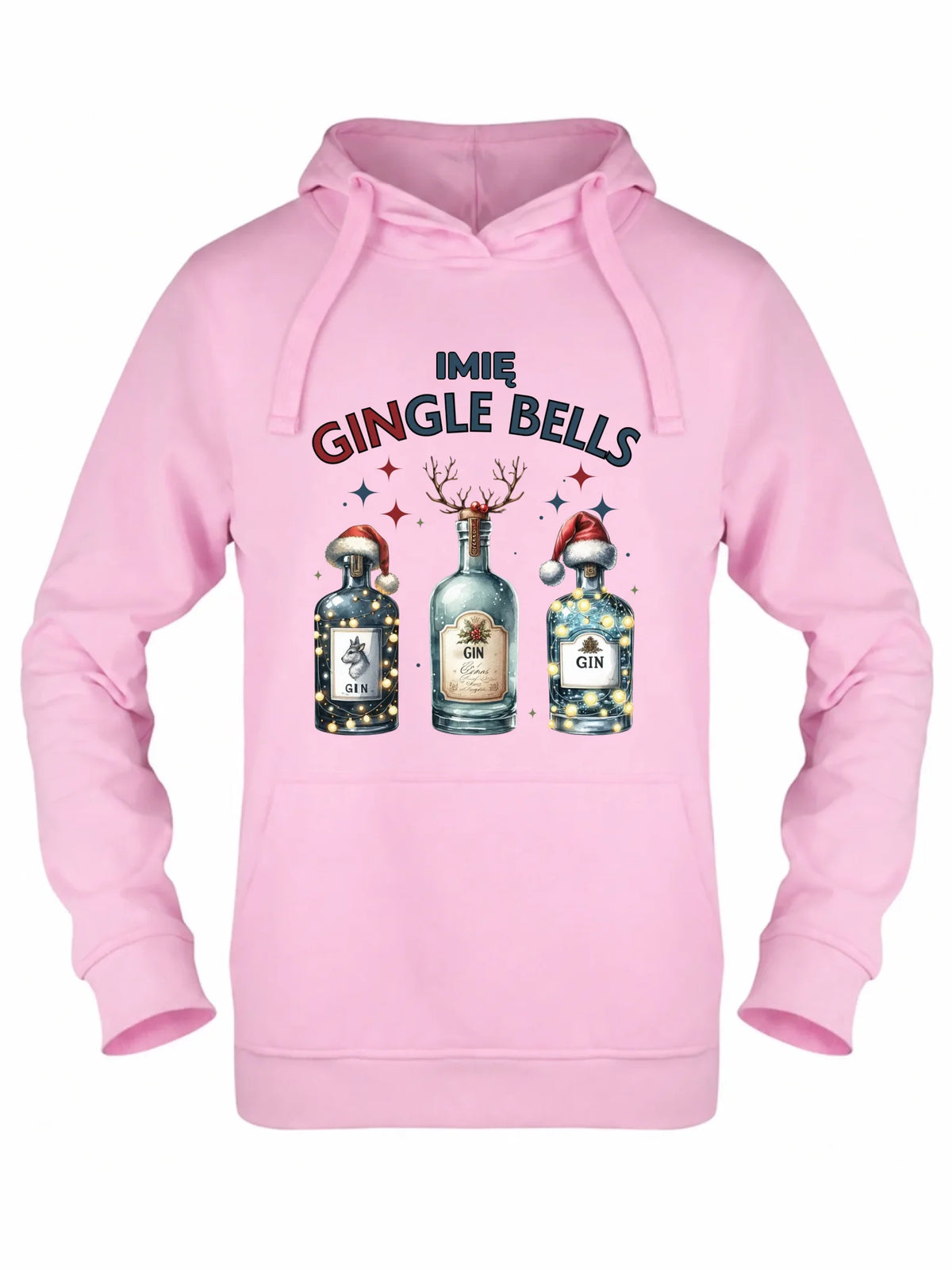 Bluza damska z kapturem świąteczna - Gin Gingle bells - personalizowana BN68