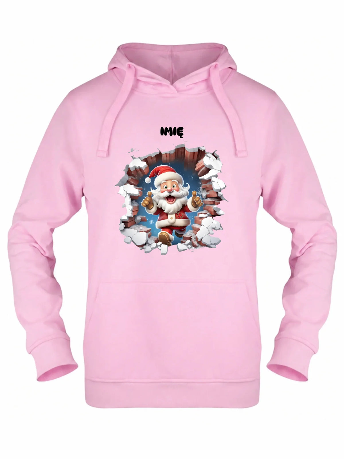 Bluza damska z kapturem świąteczna - Mikołaj 3D - personalizowana BN83